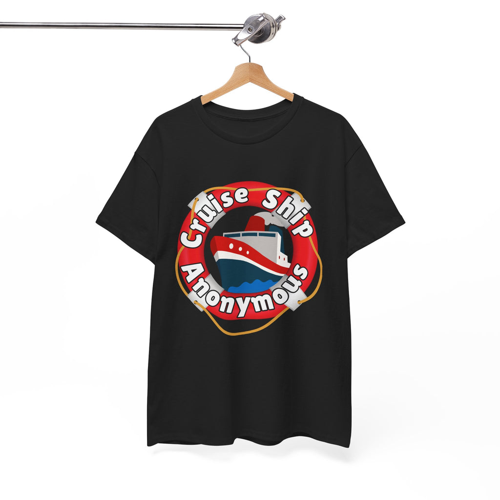 Cruise Ship Anonymous Tee - Fun Unisex Heavy Cotton T-Shirt, Perfect for Travel Lovers, Nautical Adventures, Summer Vacations