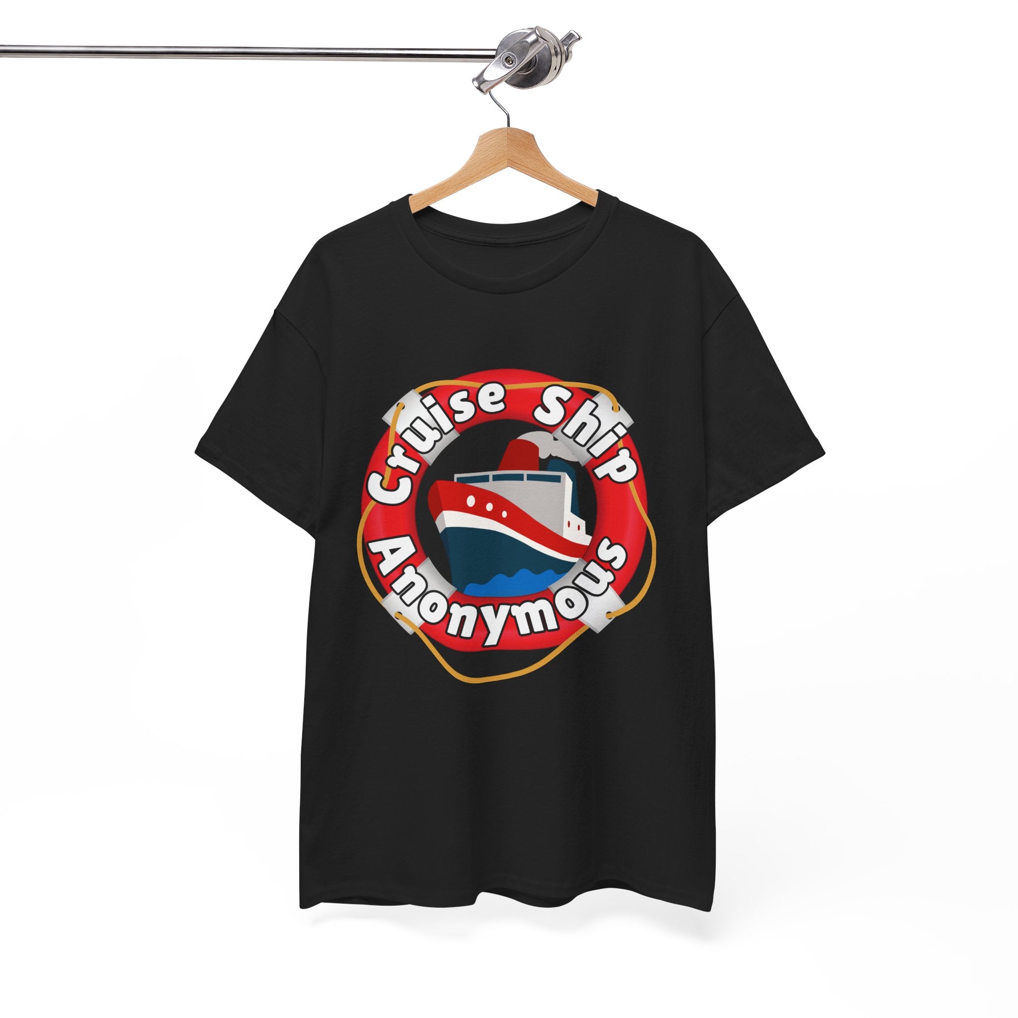 Cruise Ship Anonymous Tee - Fun Unisex Heavy Cotton T-Shirt, Perfect for Travel Lovers, Nautical Adventures, Summer Vacations