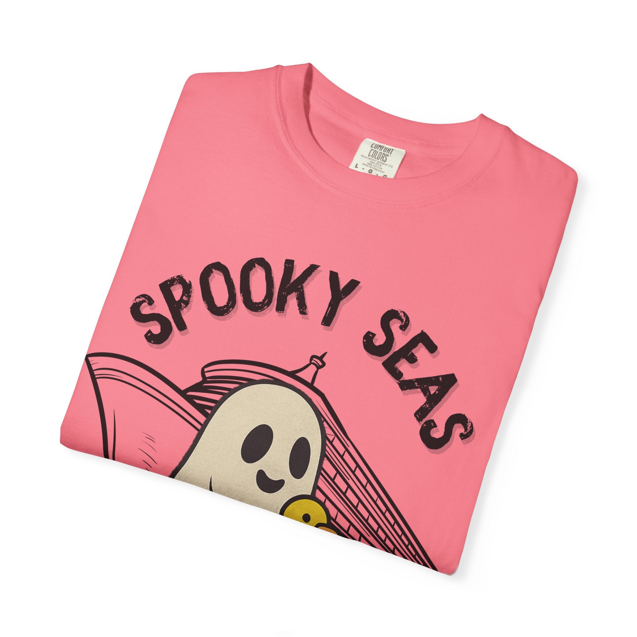 Spooky Seas T-Shirt, Halloween Shirt, Unisex Graphic Tee, Fun Ghost Design, Casual Wear, Gift for Every Occasion
