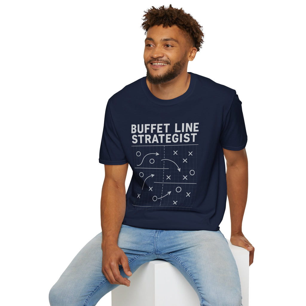 Buffet Line Strategist Unisex Softstyle T-Shirt | Foodie Humor Tee, Casual Wear, Gift for Food Lovers, Party Attire, Summer Fashion