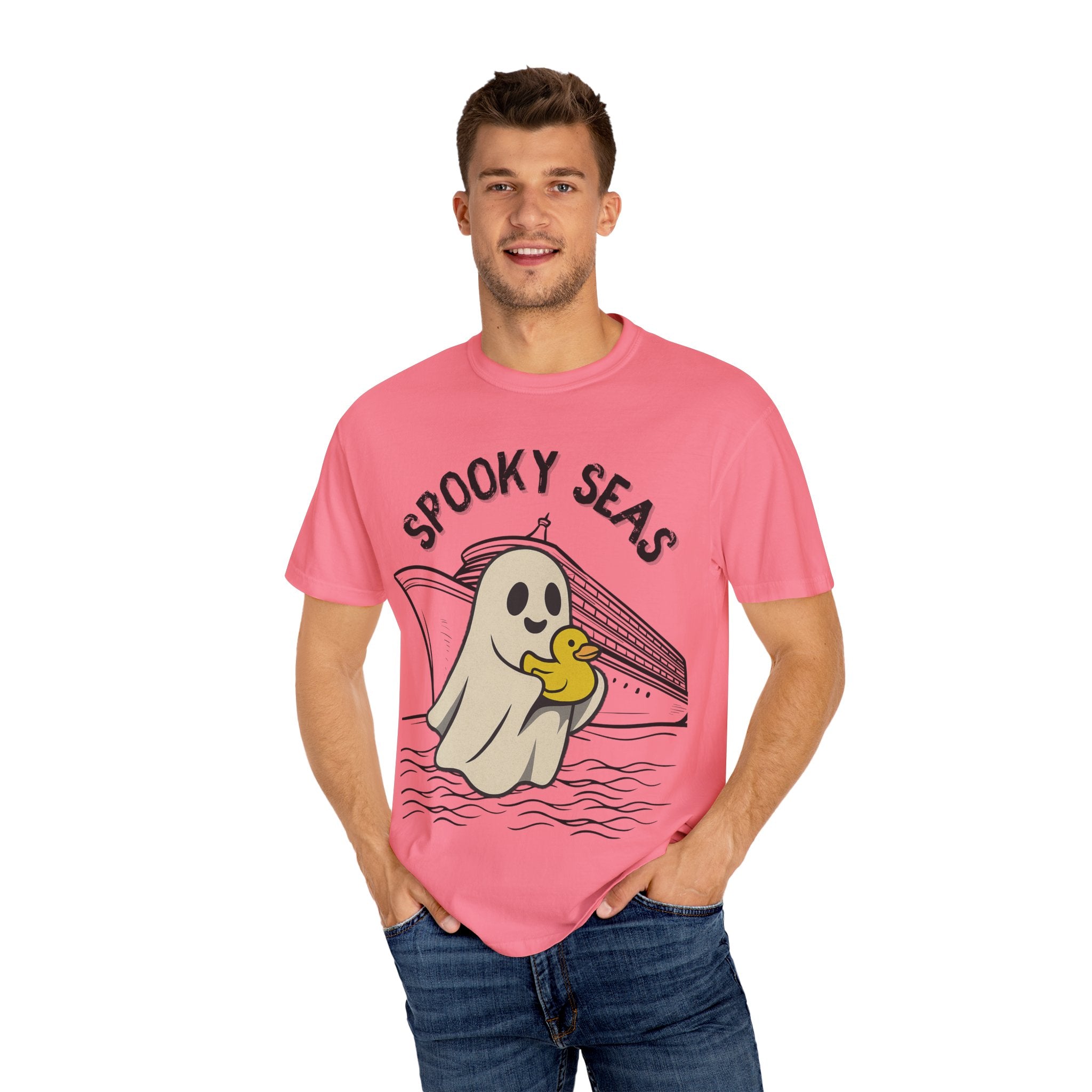Spooky Seas T-Shirt, Halloween Shirt, Unisex Graphic Tee, Fun Ghost Design, Casual Wear, Gift for Every Occasion