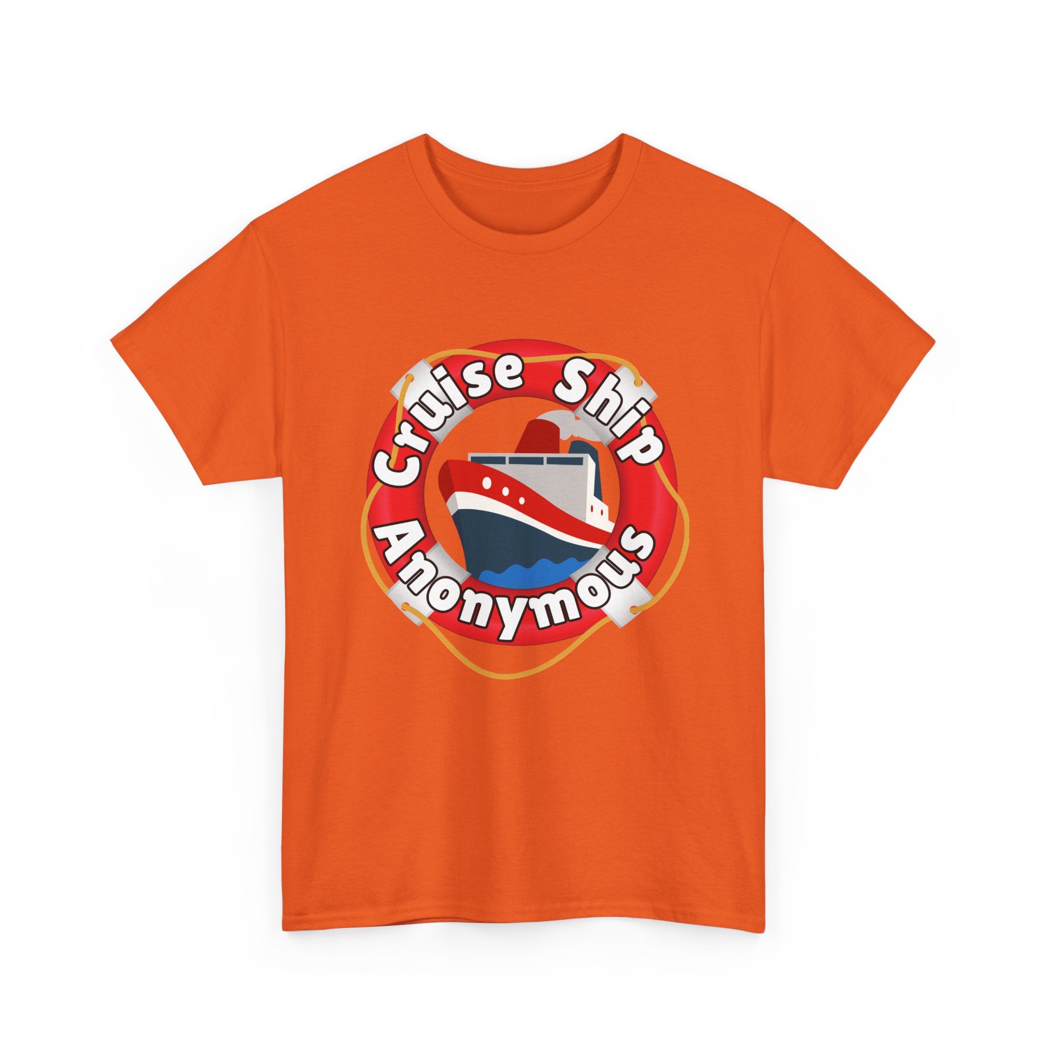 Cruise Ship Anonymous Tee - Fun Unisex Heavy Cotton T-Shirt, Perfect for Travel Lovers, Nautical Adventures, Summer Vacations