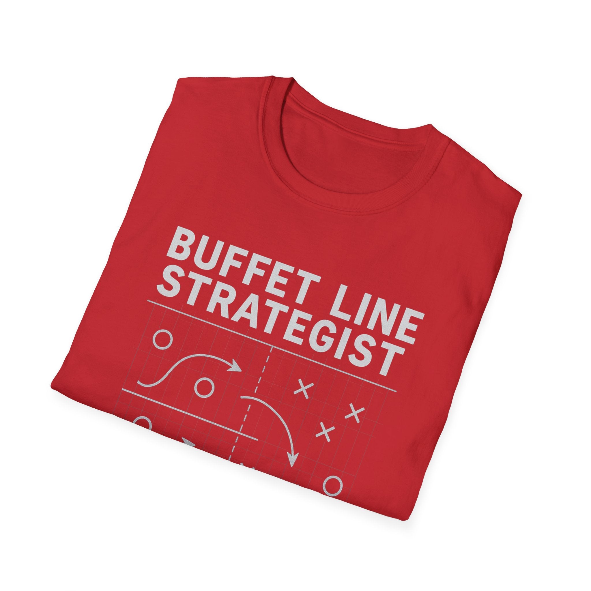 Buffet Line Strategist Unisex Softstyle T-Shirt | Foodie Humor Tee, Casual Wear, Gift for Food Lovers, Party Attire, Summer Fashion