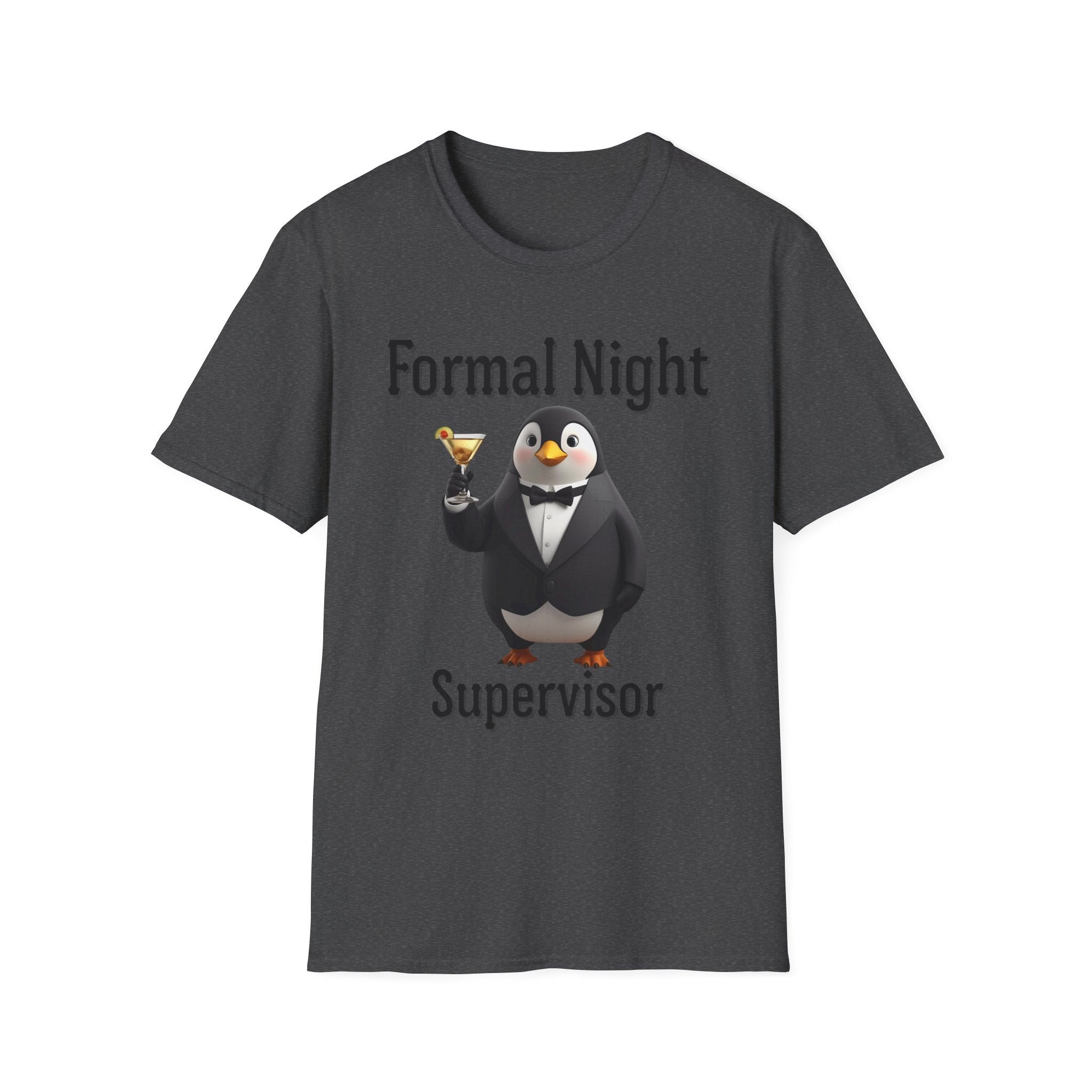 Penguin Formal Night Supervisor T-Shirt, Funny Party Tee, Gift for Hosts, Unisex Apparel, Casual Wear, Event Shirt, Animal Lover Gift