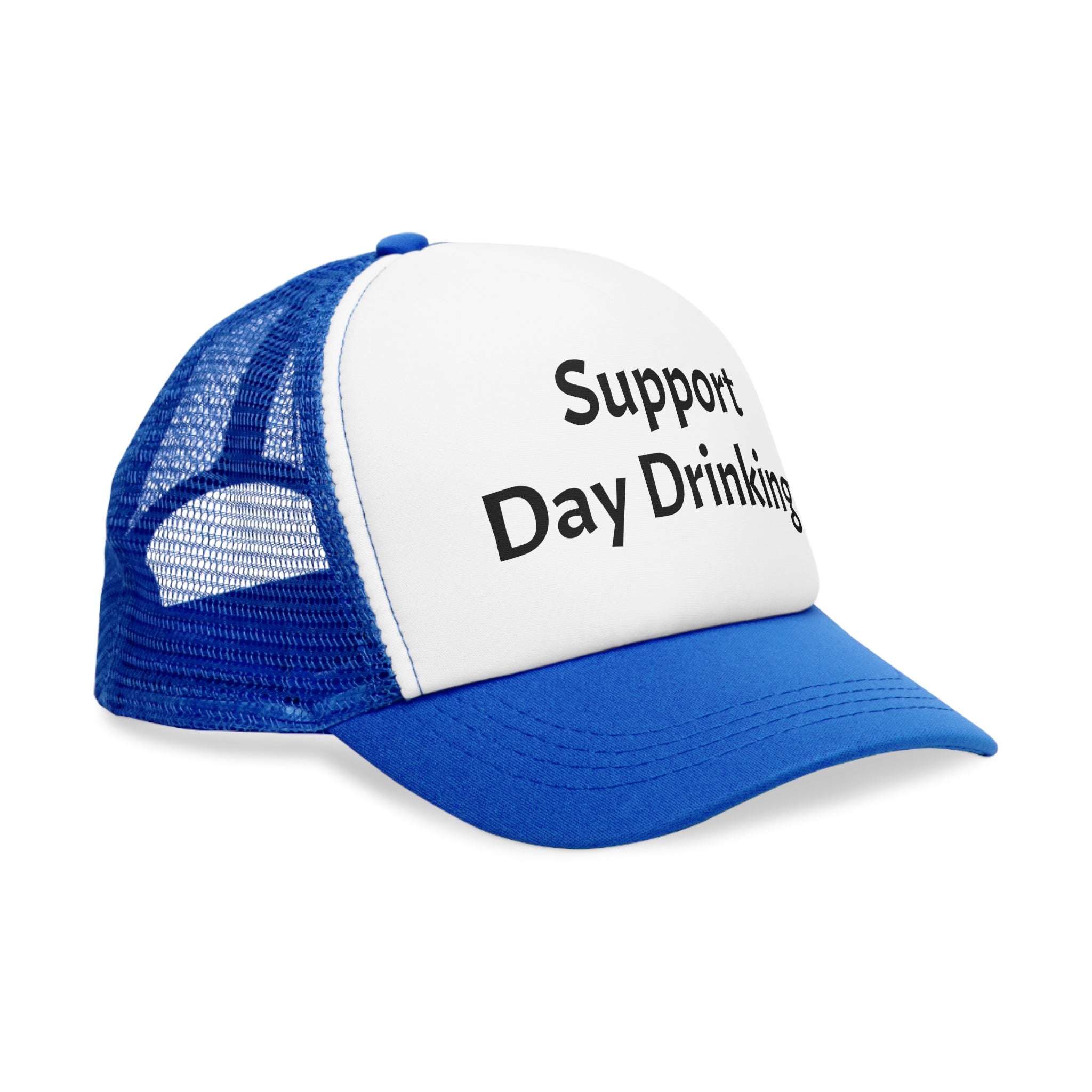 Support Day Drinking Mesh Cap, Trucker Hat for Outdoor Events, Funny Gift for Beer Lovers, Summer BBQ Accessory, Party Headwear