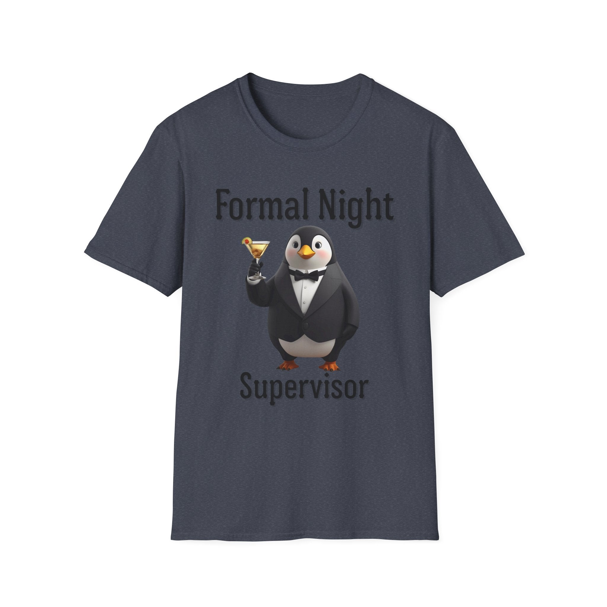 Penguin Formal Night Supervisor T-Shirt, Funny Party Tee, Gift for Hosts, Unisex Apparel, Casual Wear, Event Shirt, Animal Lover Gift