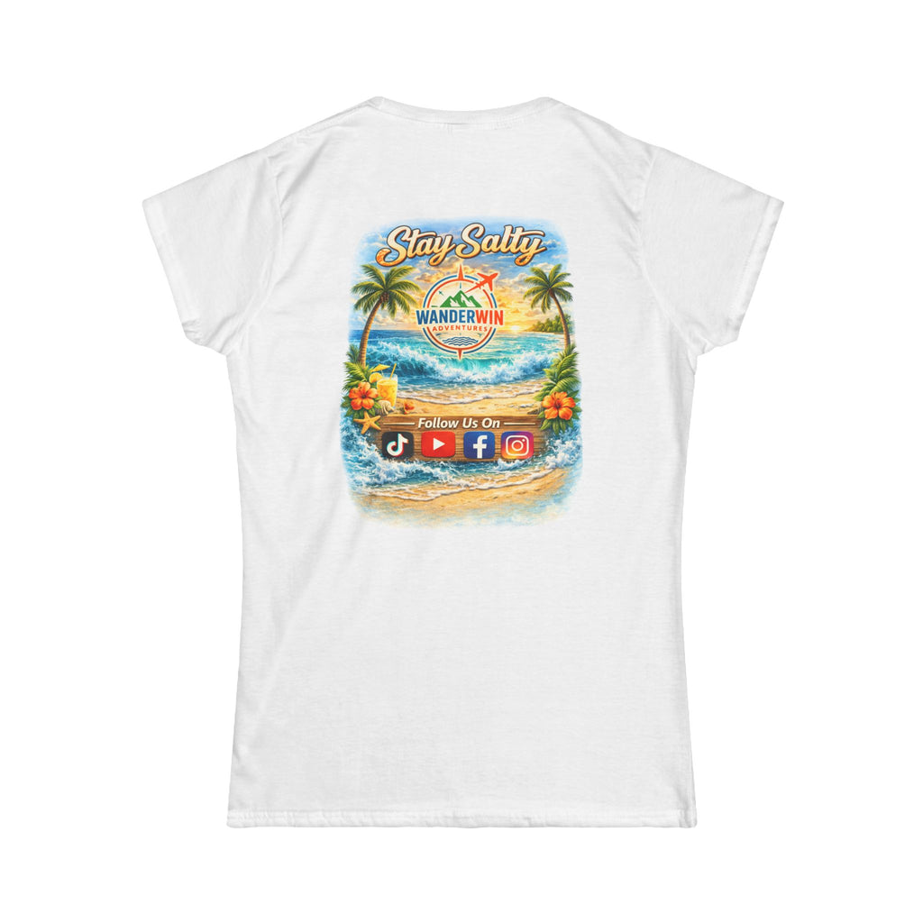 Stay Salty Travel Tee — "Wanderwin" Beach Graphic Women's T-Shirt