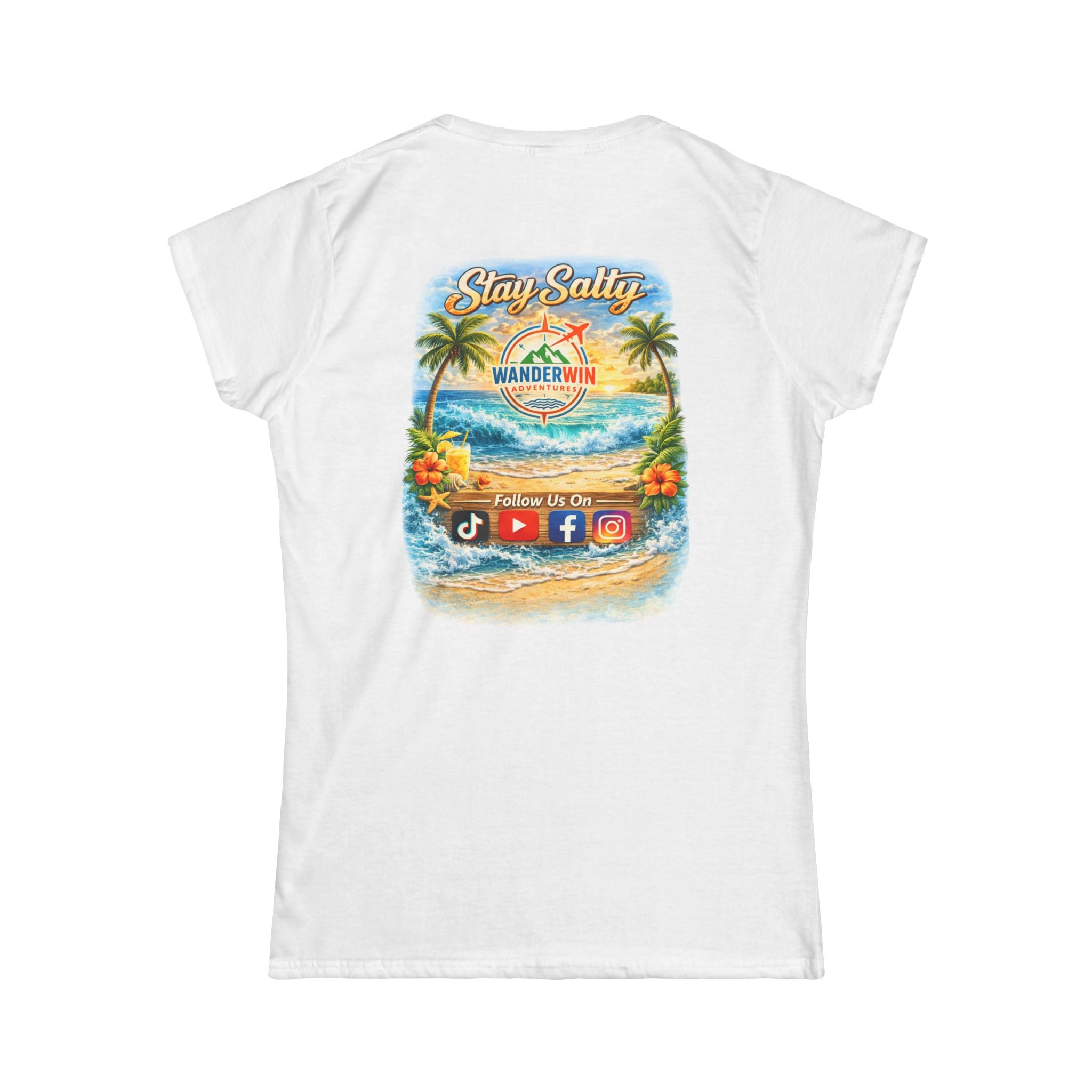 Stay Salty Travel Tee — "Wanderwin" Beach Graphic Women's T-Shirt