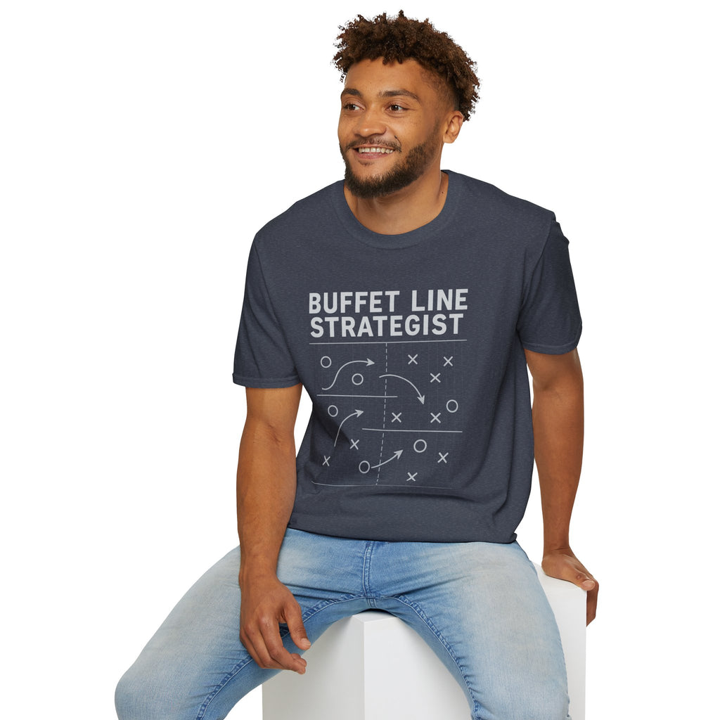 Buffet Line Strategist Unisex Softstyle T-Shirt | Foodie Humor Tee, Casual Wear, Gift for Food Lovers, Party Attire, Summer Fashion
