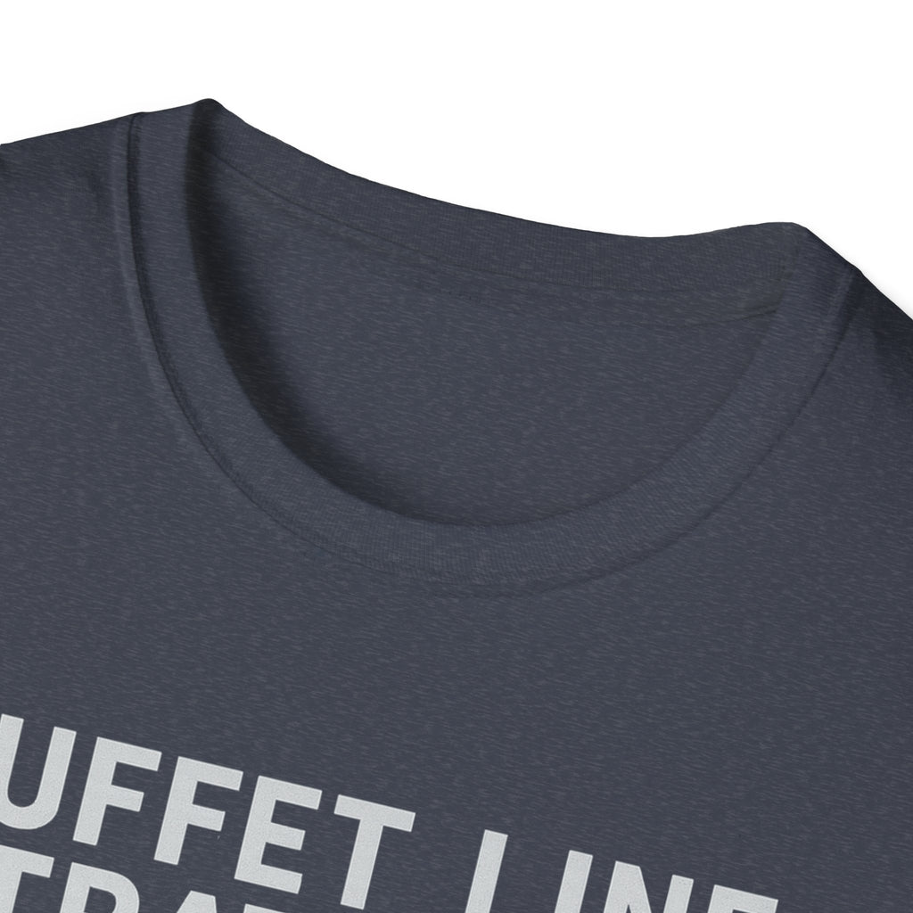 Buffet Line Strategist Unisex Softstyle T-Shirt | Foodie Humor Tee, Casual Wear, Gift for Food Lovers, Party Attire, Summer Fashion