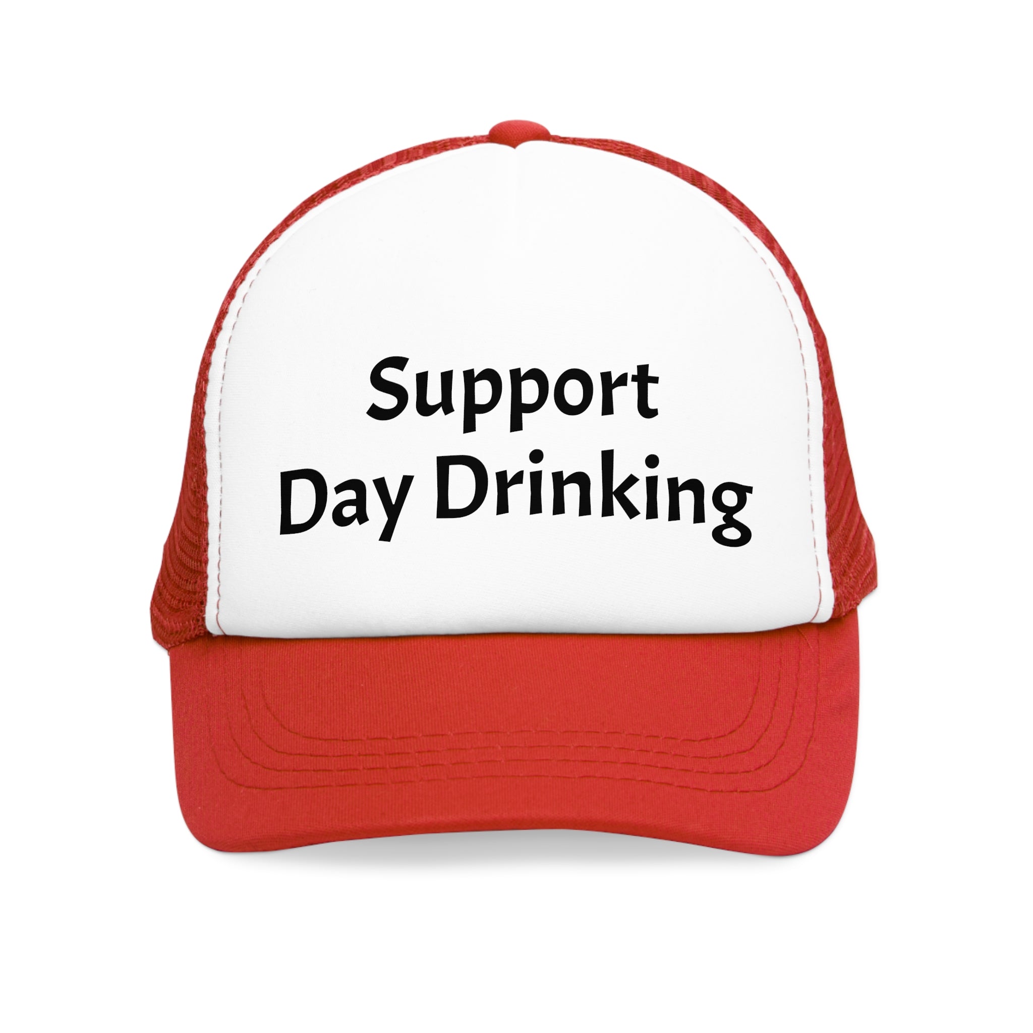 Support Day Drinking Mesh Cap, Trucker Hat for Outdoor Events, Funny Gift for Beer Lovers, Summer BBQ Accessory, Party Headwear