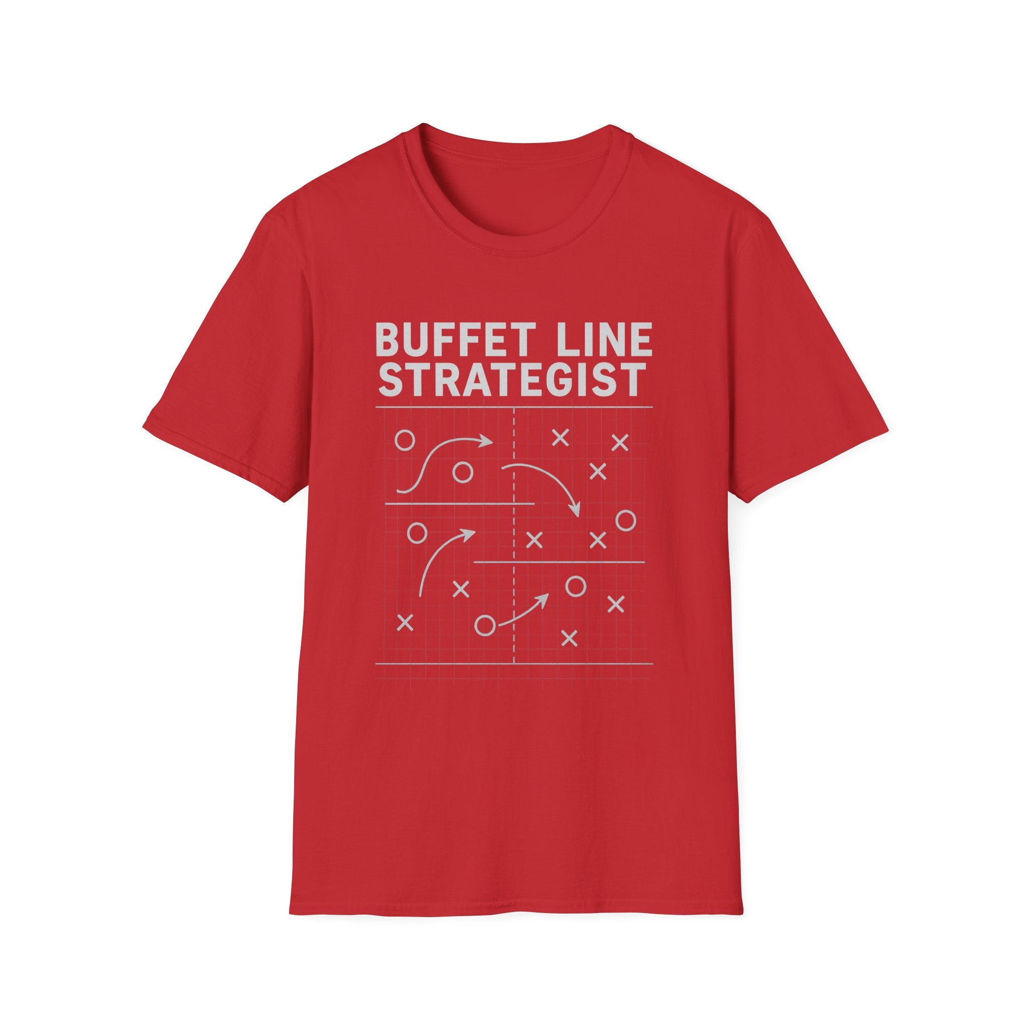 Buffet Line Strategist Unisex Softstyle T-Shirt | Foodie Humor Tee, Casual Wear, Gift for Food Lovers, Party Attire, Summer Fashion