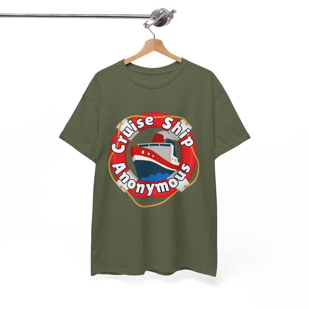 Cruise Ship Anonymous Tee - Fun Unisex Heavy Cotton T-Shirt, Perfect for Travel Lovers, Nautical Adventures, Summer Vacations