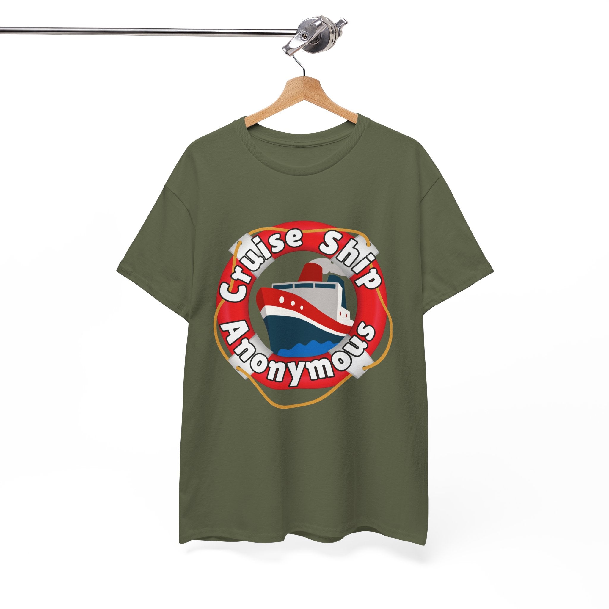 Cruise Ship Anonymous Tee - Fun Unisex Heavy Cotton T-Shirt, Perfect for Travel Lovers, Nautical Adventures, Summer Vacations