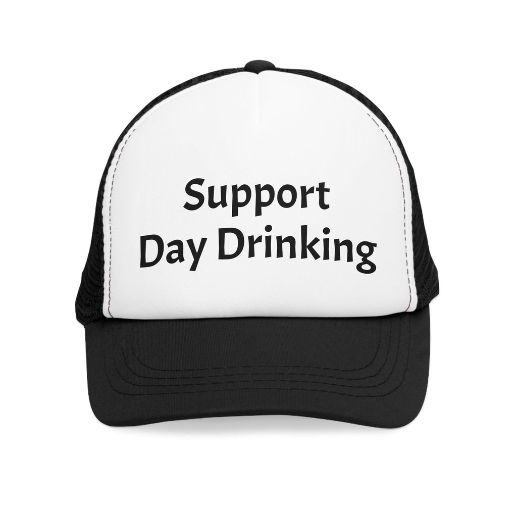 Support Day Drinking Mesh Cap, Trucker Hat for Outdoor Events, Funny Gift for Beer Lovers, Summer BBQ Accessory, Party Headwear