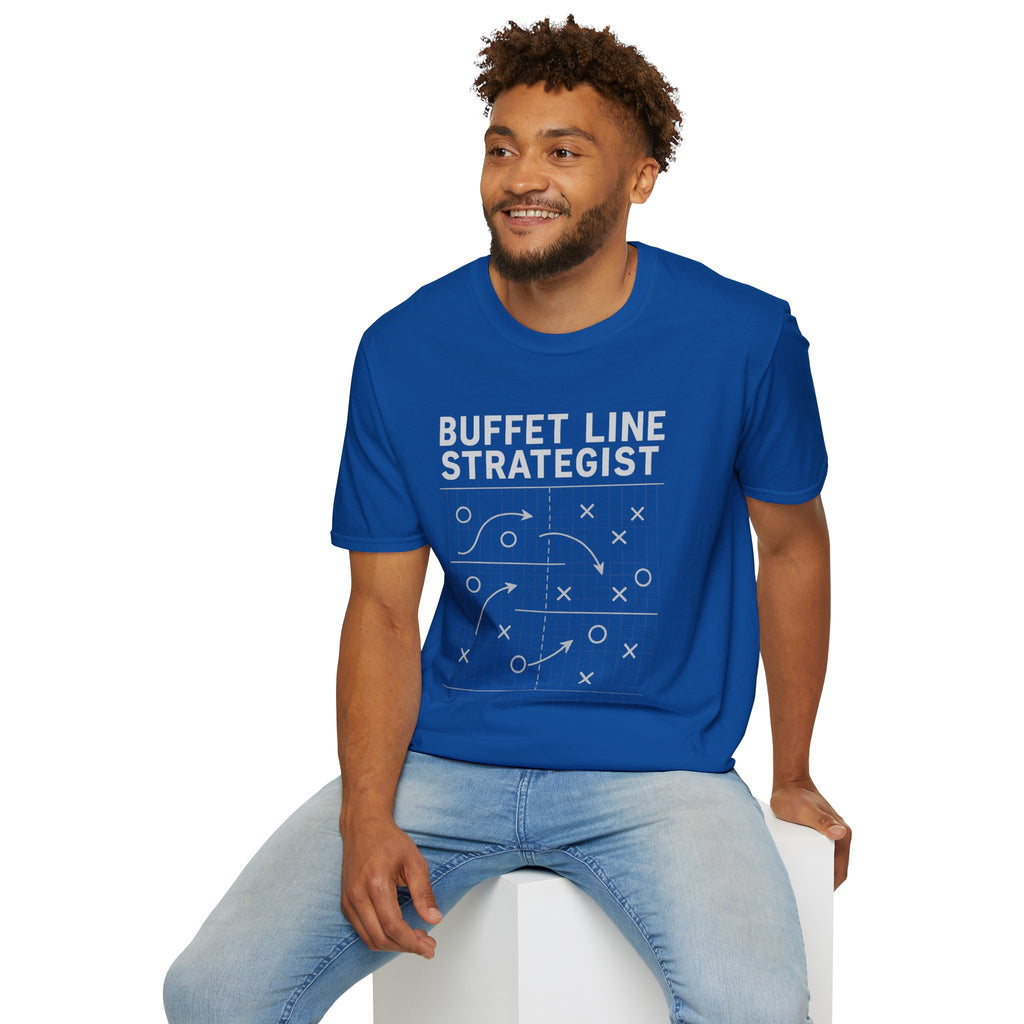 Buffet Line Strategist Unisex Softstyle T-Shirt | Foodie Humor Tee, Casual Wear, Gift for Food Lovers, Party Attire, Summer Fashion