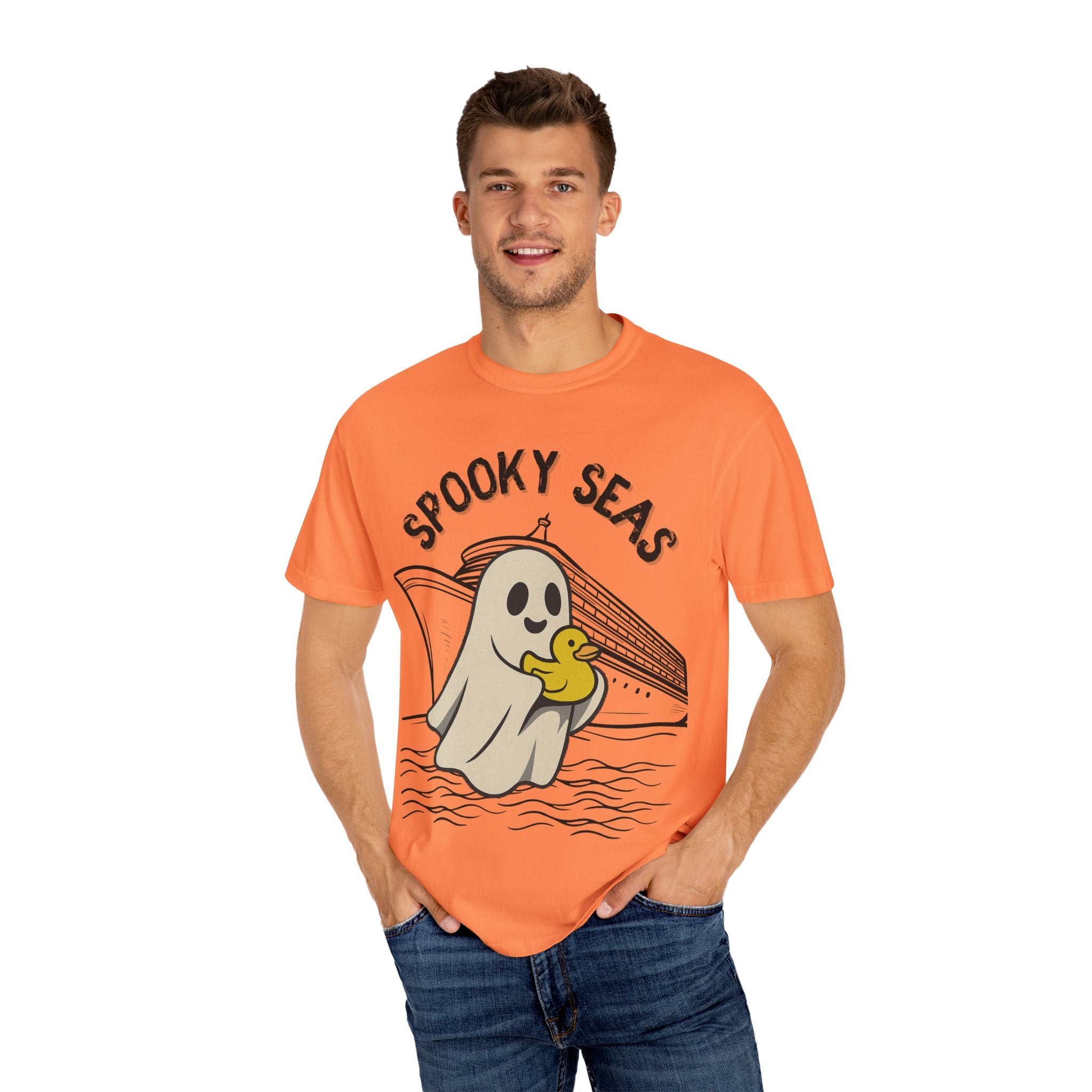 Spooky Seas T-Shirt, Halloween Shirt, Unisex Graphic Tee, Fun Ghost Design, Casual Wear, Gift for Every Occasion