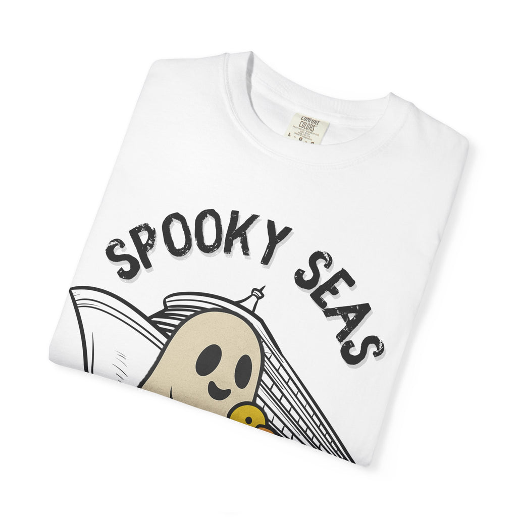 Spooky Seas T-Shirt, Halloween Shirt, Unisex Graphic Tee, Fun Ghost Design, Casual Wear, Gift for Every Occasion
