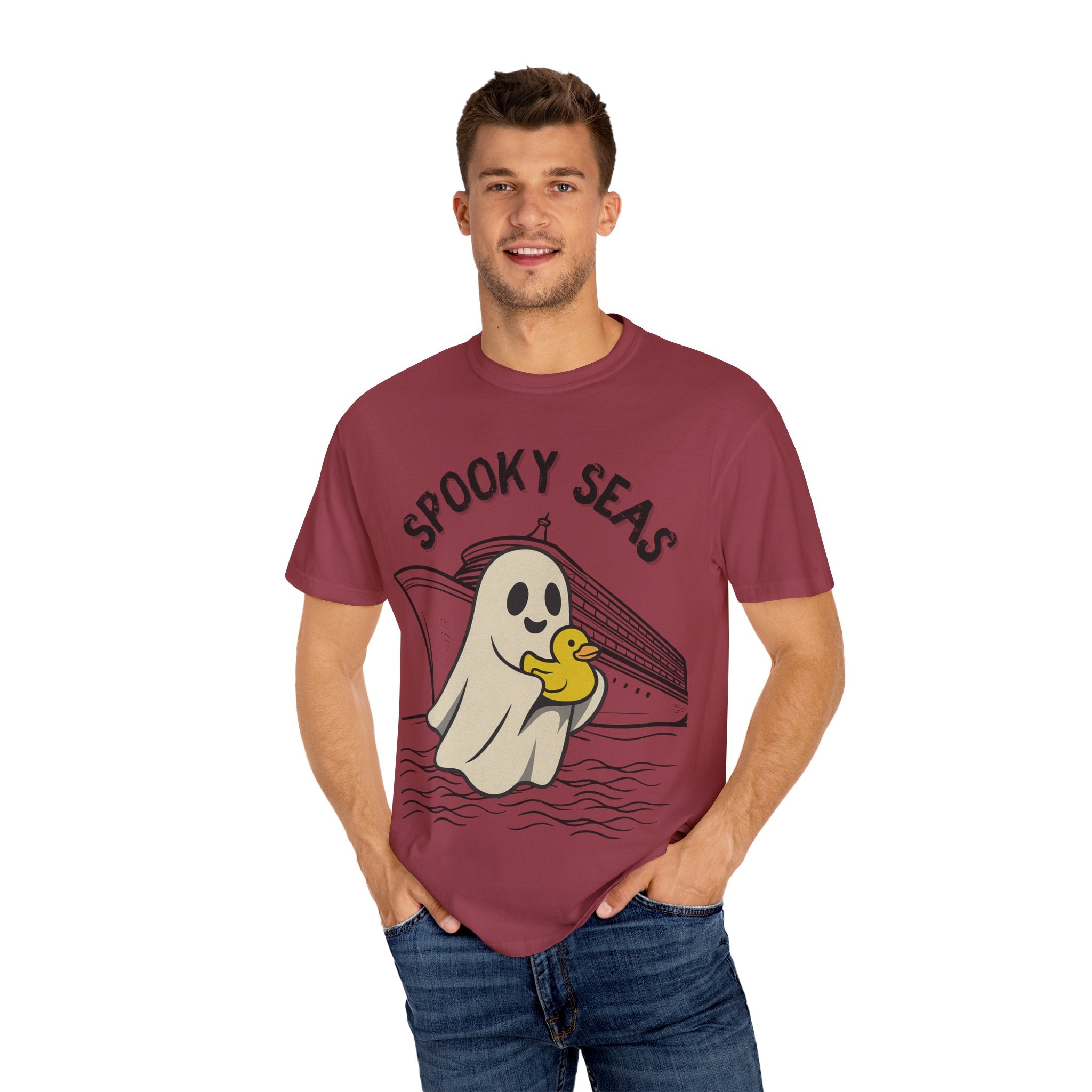 Spooky Seas T-Shirt, Halloween Shirt, Unisex Graphic Tee, Fun Ghost Design, Casual Wear, Gift for Every Occasion