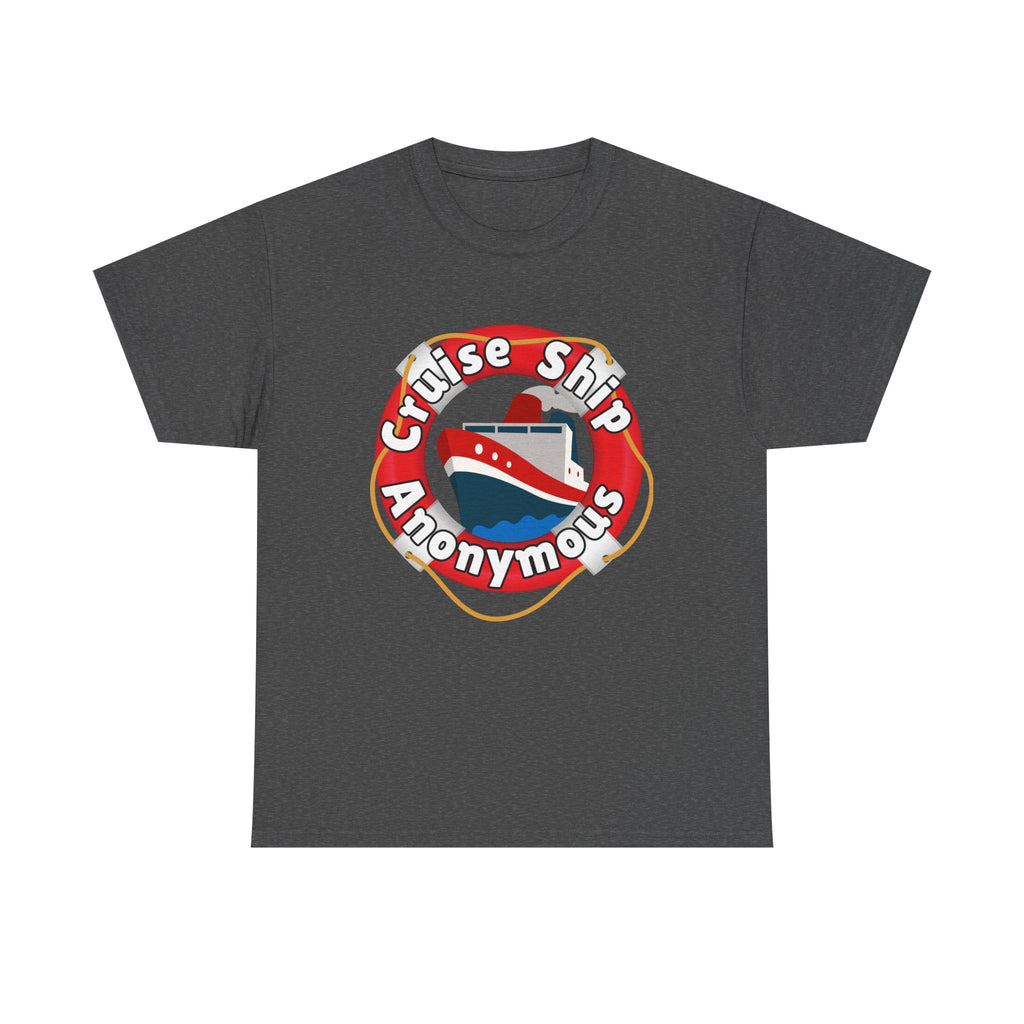Cruise Ship Anonymous Tee - Fun Unisex Heavy Cotton T-Shirt, Perfect for Travel Lovers, Nautical Adventures, Summer Vacations