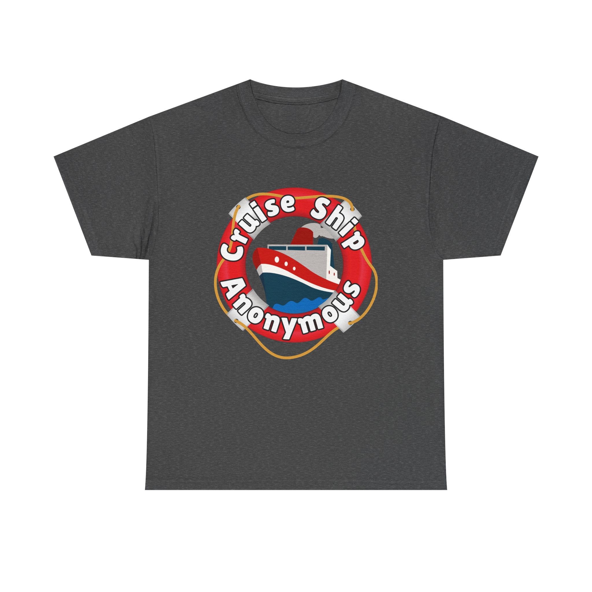 Cruise Ship Anonymous Tee - Fun Unisex Heavy Cotton T-Shirt, Perfect for Travel Lovers, Nautical Adventures, Summer Vacations