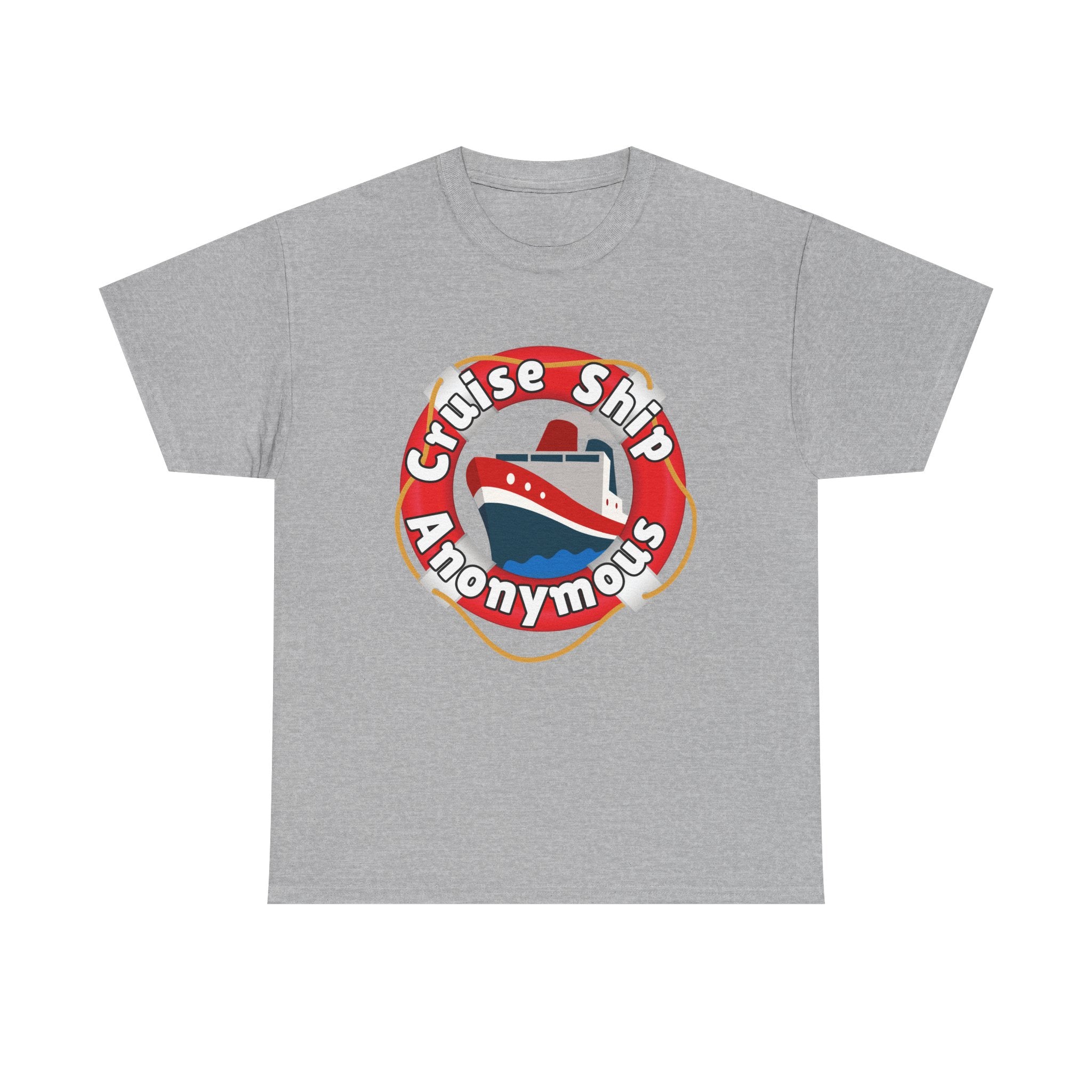 Cruise Ship Anonymous Tee - Fun Unisex Heavy Cotton T-Shirt, Perfect for Travel Lovers, Nautical Adventures, Summer Vacations