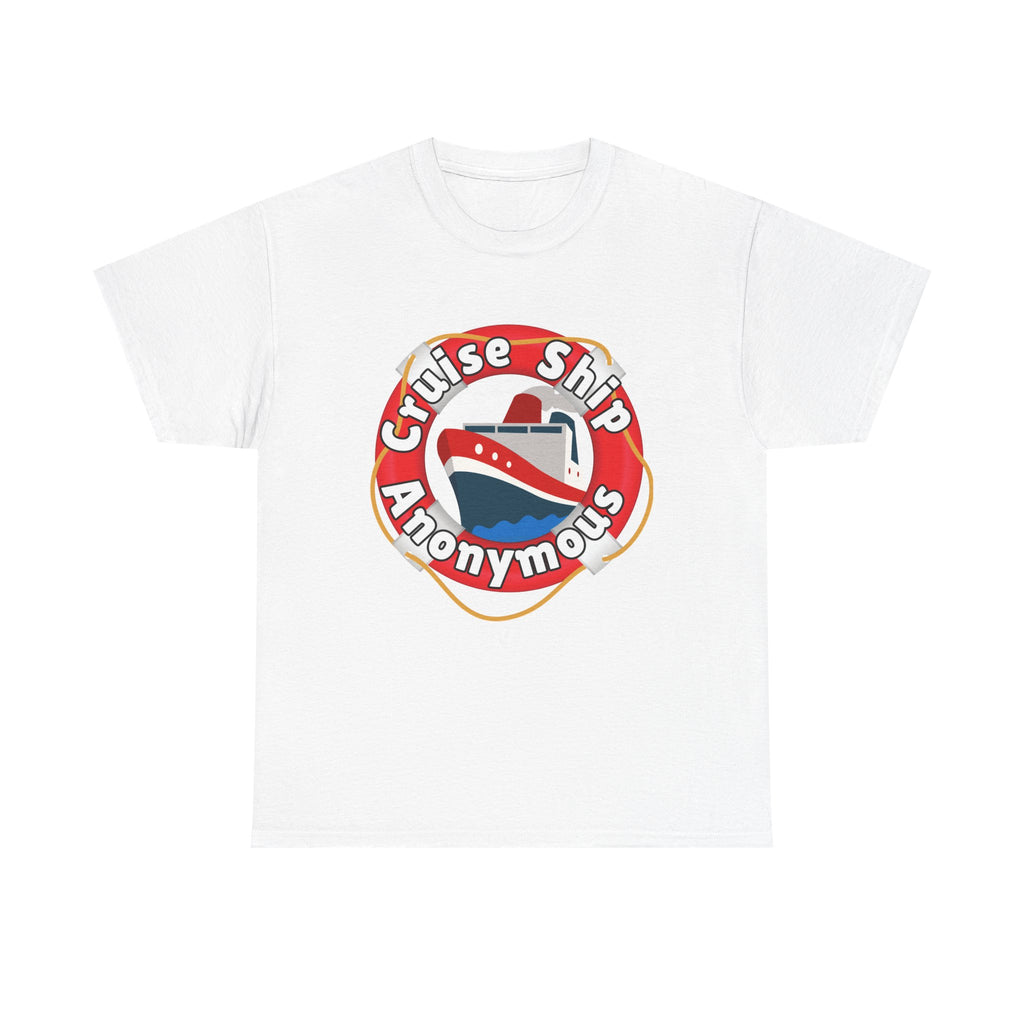Cruise Ship Anonymous Tee - Fun Unisex Heavy Cotton T-Shirt, Perfect for Travel Lovers, Nautical Adventures, Summer Vacations