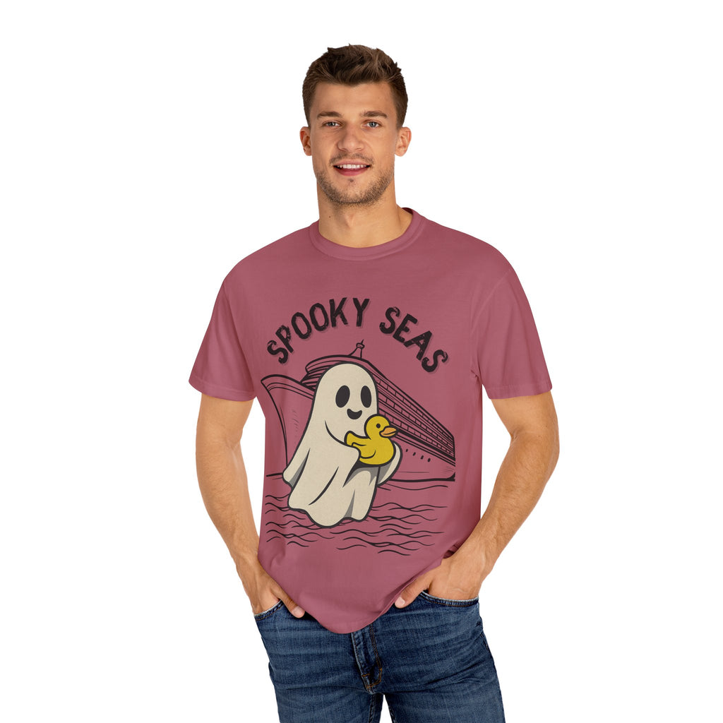 Spooky Seas T-Shirt, Halloween Shirt, Unisex Graphic Tee, Fun Ghost Design, Casual Wear, Gift for Every Occasion
