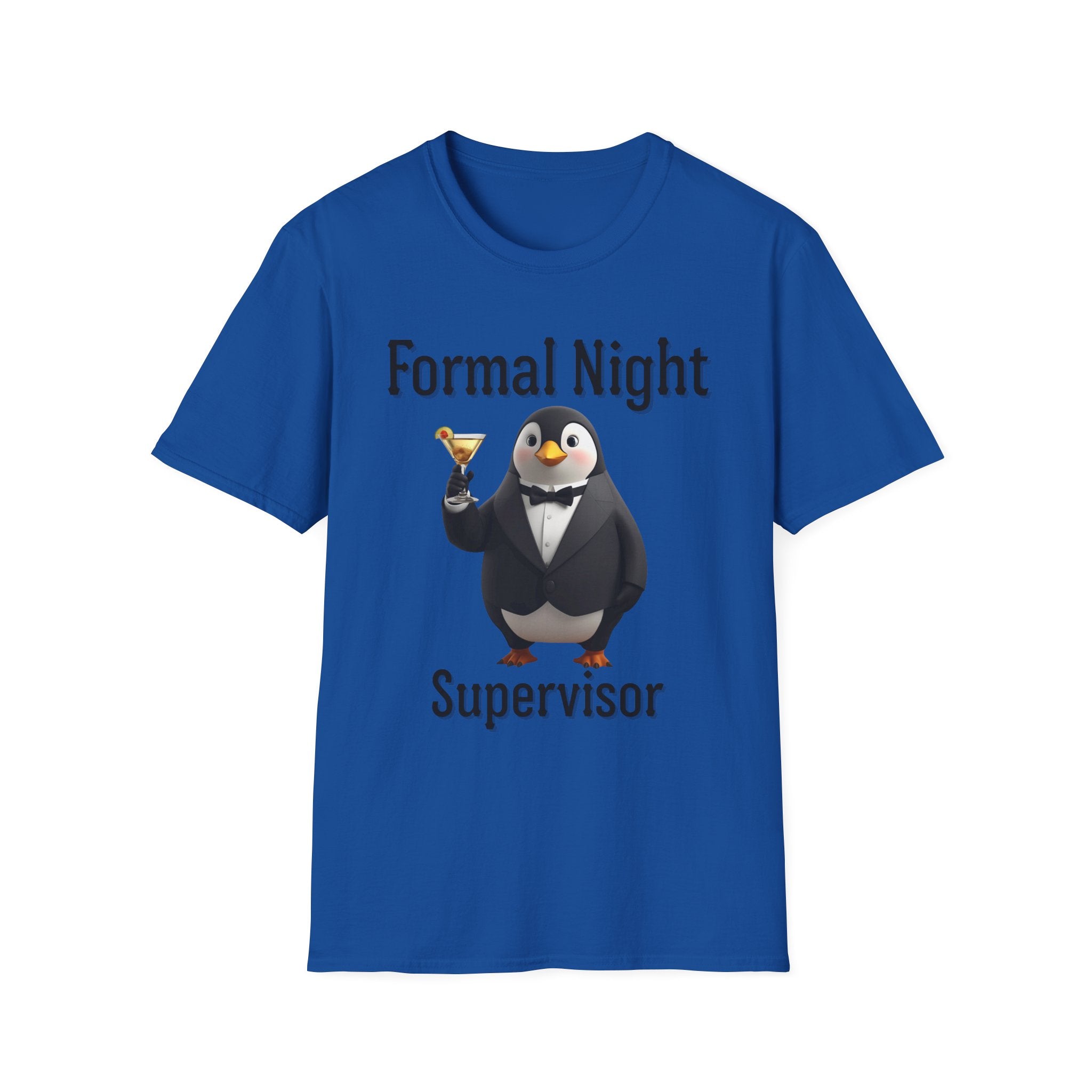 Penguin Formal Night Supervisor T-Shirt, Funny Party Tee, Gift for Hosts, Unisex Apparel, Casual Wear, Event Shirt, Animal Lover Gift