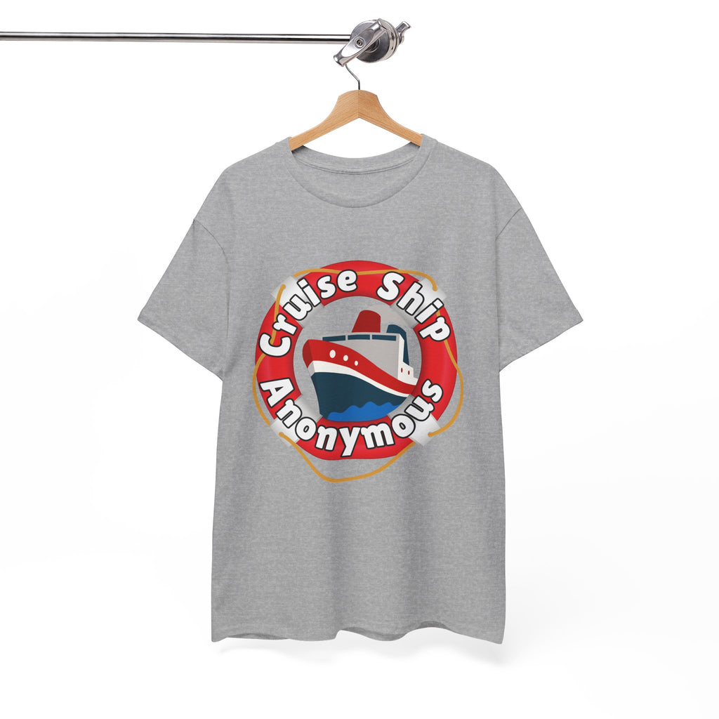 Cruise Ship Anonymous Tee - Fun Unisex Heavy Cotton T-Shirt, Perfect for Travel Lovers, Nautical Adventures, Summer Vacations