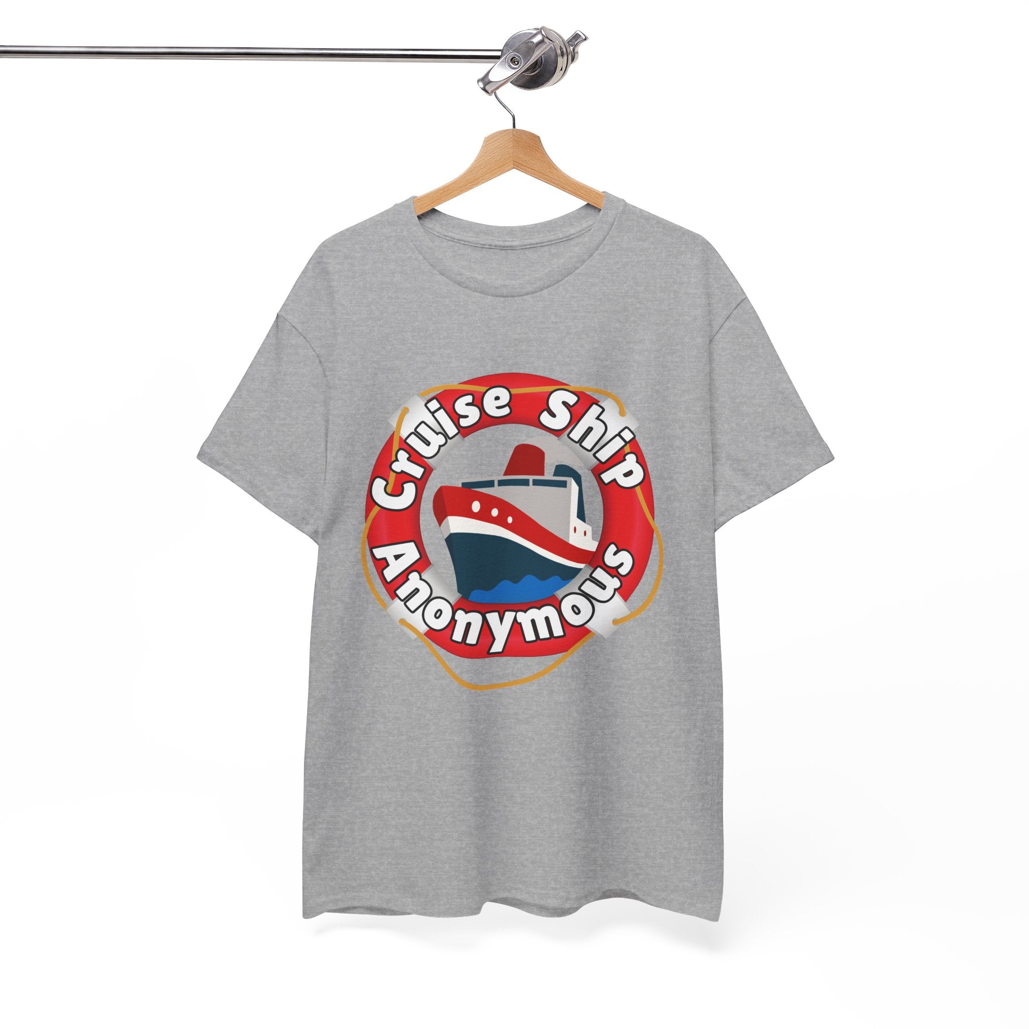 Cruise Ship Anonymous Tee - Fun Unisex Heavy Cotton T-Shirt, Perfect for Travel Lovers, Nautical Adventures, Summer Vacations