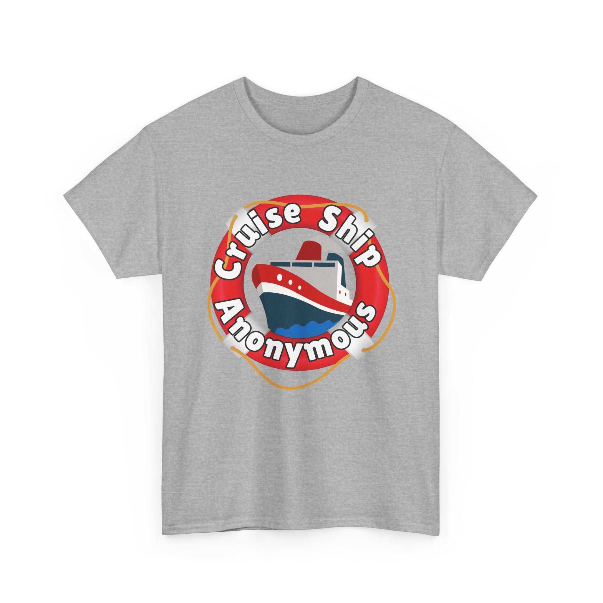 Cruise Ship Anonymous Tee - Fun Unisex Heavy Cotton T-Shirt, Perfect for Travel Lovers, Nautical Adventures, Summer Vacations