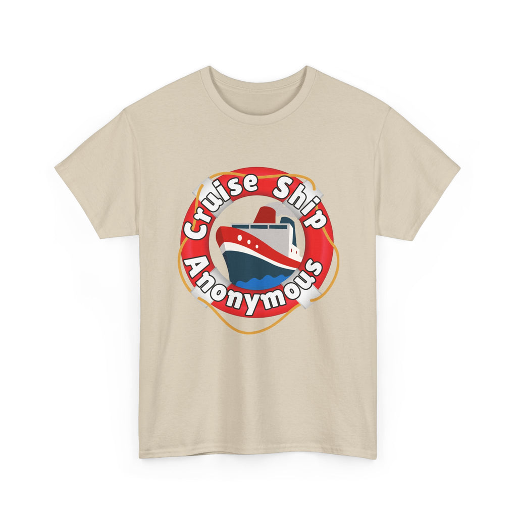 Cruise Ship Anonymous Tee - Fun Unisex Heavy Cotton T-Shirt, Perfect for Travel Lovers, Nautical Adventures, Summer Vacations