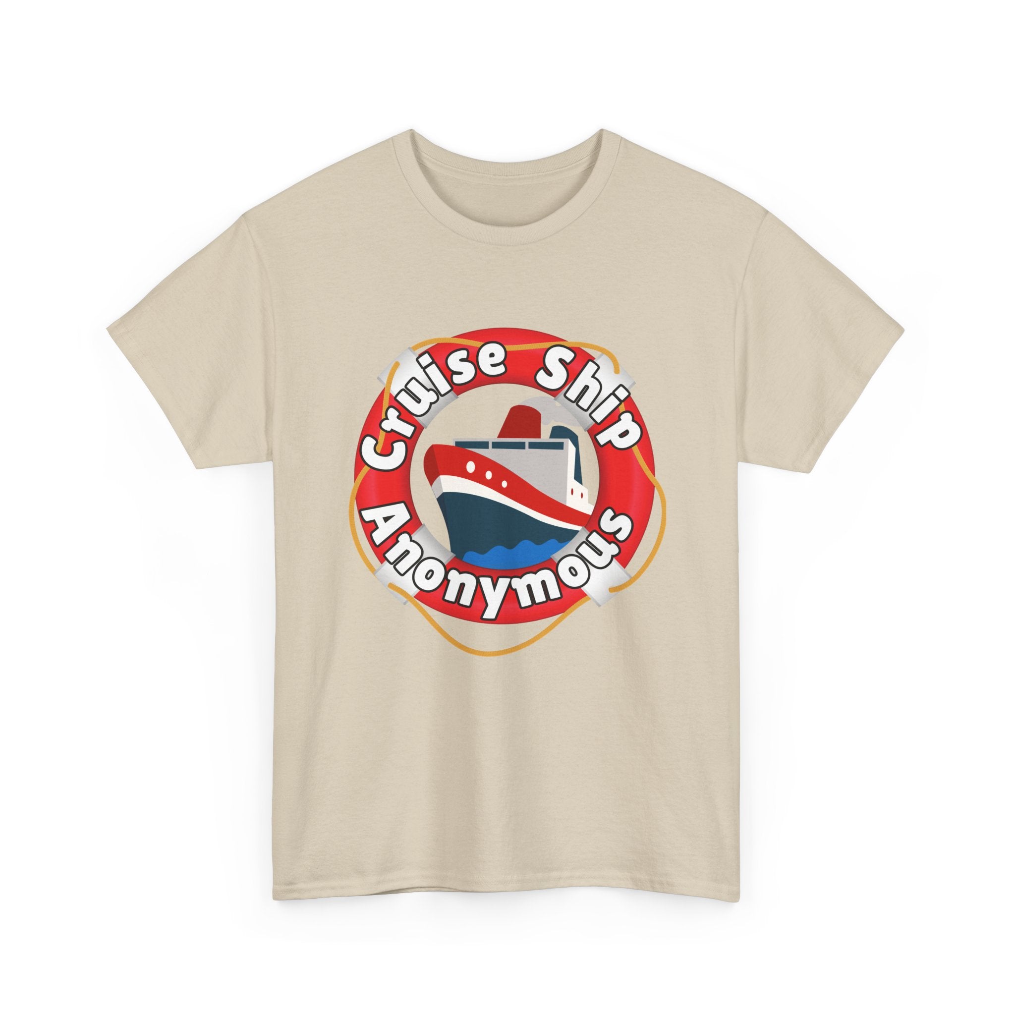 Cruise Ship Anonymous Tee - Fun Unisex Heavy Cotton T-Shirt, Perfect for Travel Lovers, Nautical Adventures, Summer Vacations