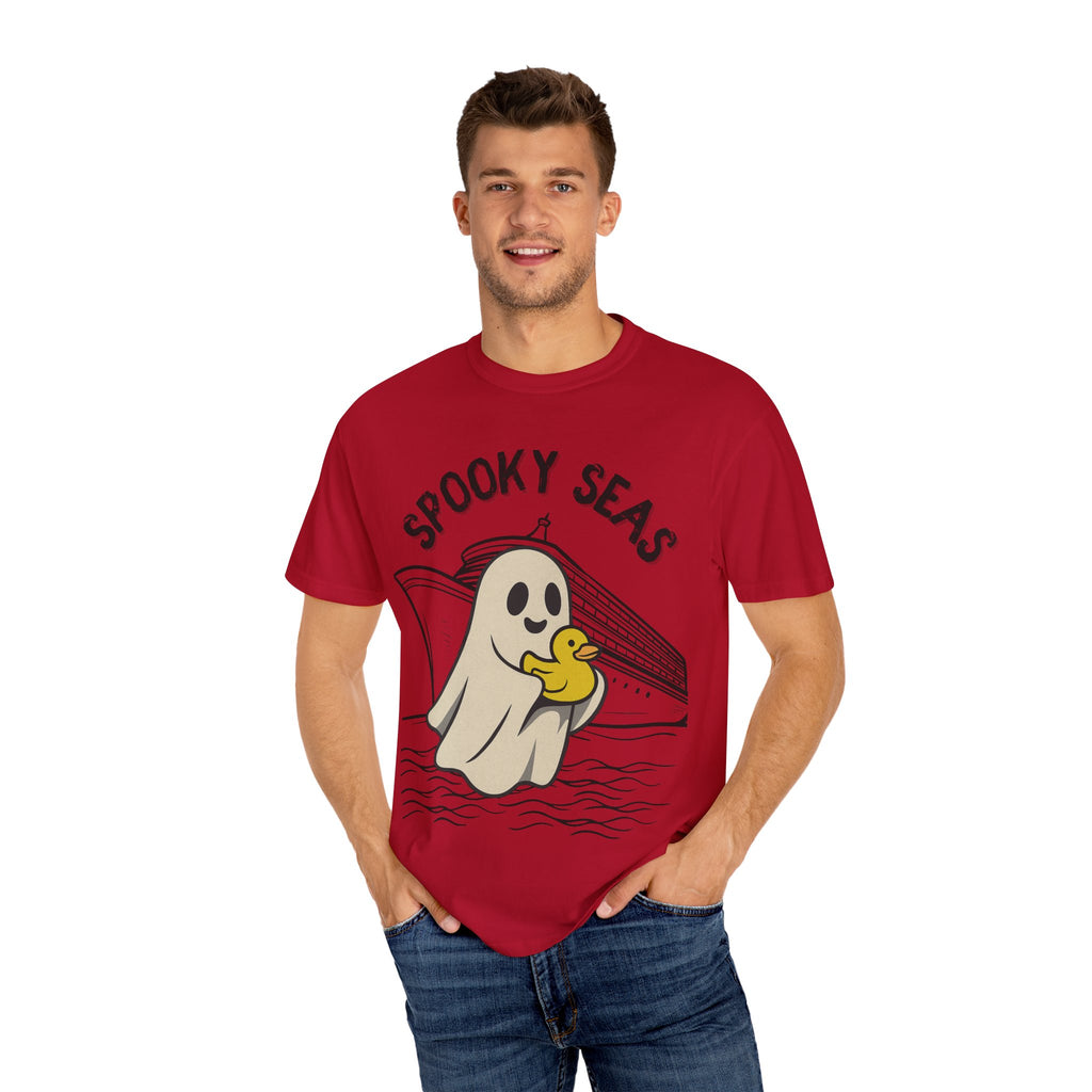 Spooky Seas T-Shirt, Halloween Shirt, Unisex Graphic Tee, Fun Ghost Design, Casual Wear, Gift for Every Occasion