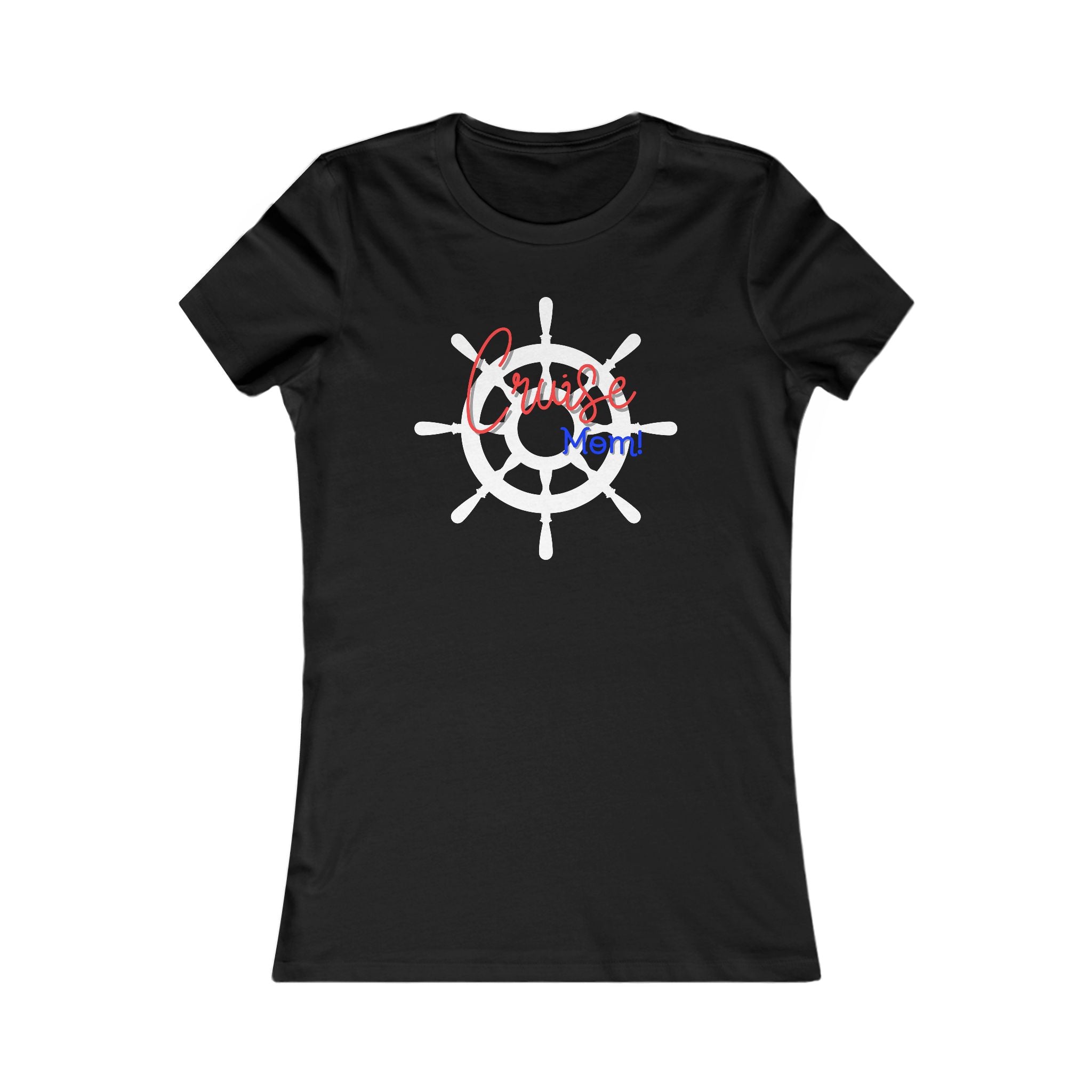 Cruise Mom's T-Shirt with Steering Wheel Graphic, Casual Summer Tee, Beachwear, Perfect Gift for Boat Lovers, Ocean Inspired Apparel