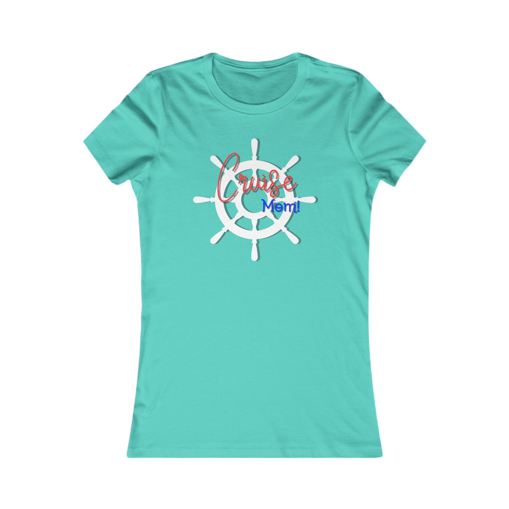 Cruise Mom's T-Shirt with Steering Wheel Graphic, Casual Summer Tee, Beachwear, Perfect Gift for Boat Lovers, Ocean Inspired Apparel