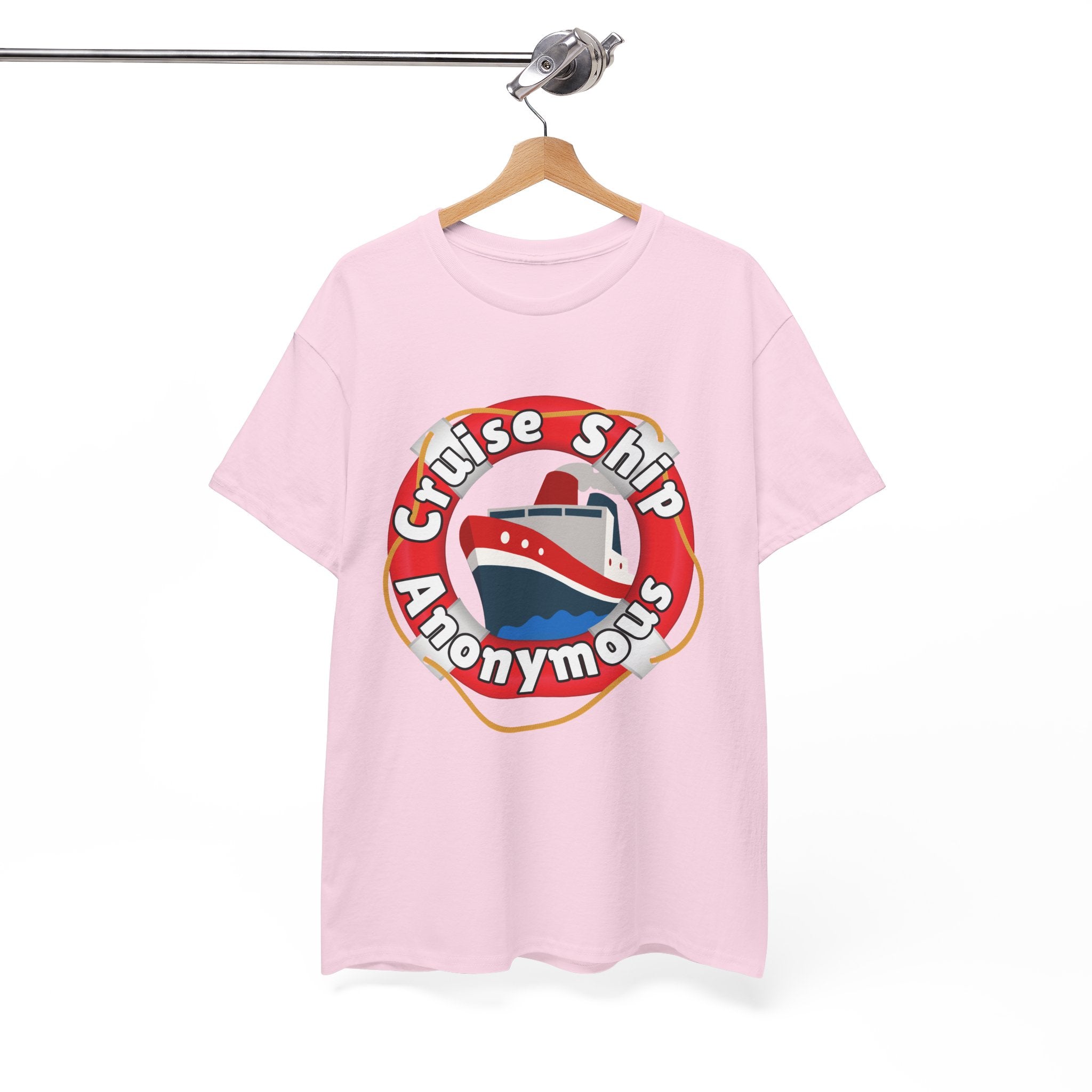 Cruise Ship Anonymous Tee - Fun Unisex Heavy Cotton T-Shirt, Perfect for Travel Lovers, Nautical Adventures, Summer Vacations