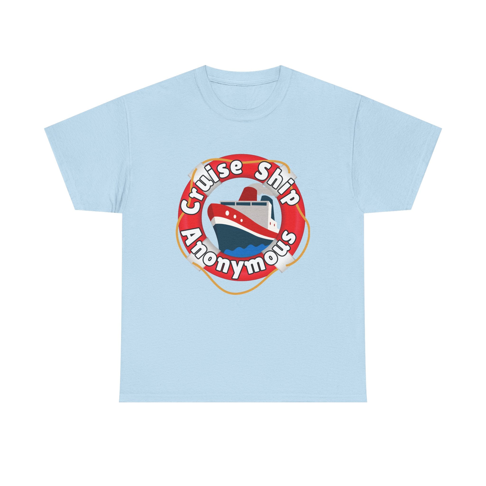 Cruise Ship Anonymous Tee - Fun Unisex Heavy Cotton T-Shirt, Perfect for Travel Lovers, Nautical Adventures, Summer Vacations