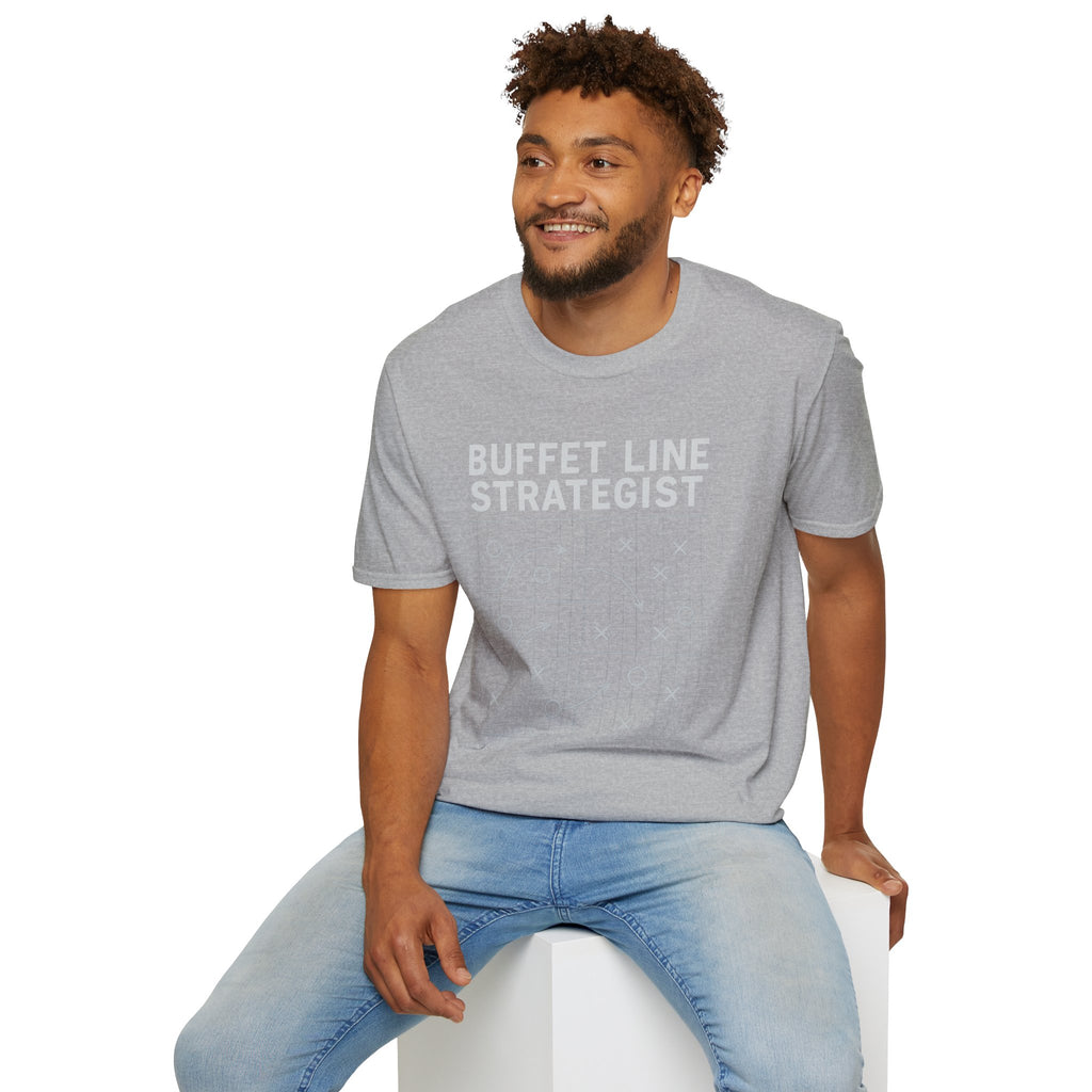 Buffet Line Strategist Unisex Softstyle T-Shirt | Foodie Humor Tee, Casual Wear, Gift for Food Lovers, Party Attire, Summer Fashion