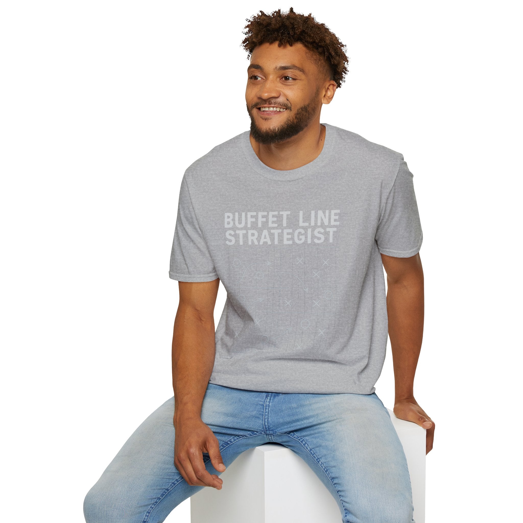 Buffet Line Strategist Unisex Softstyle T-Shirt | Foodie Humor Tee, Casual Wear, Gift for Food Lovers, Party Attire, Summer Fashion