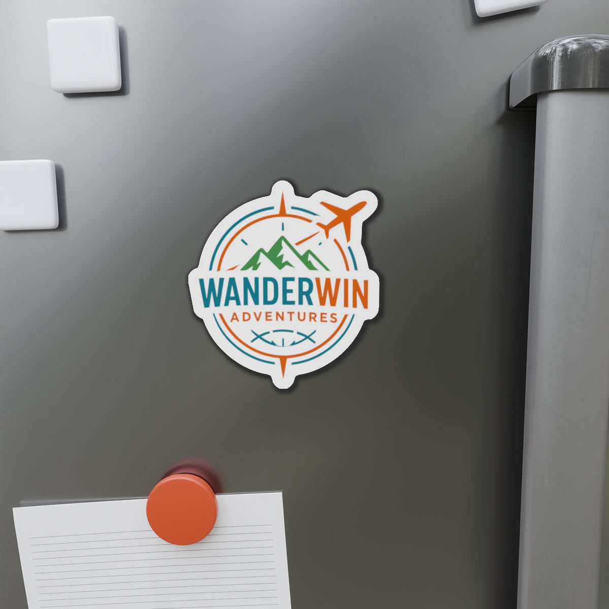Adventure-Themed Die-Cut Magnet | WanderWin Travel Decor, Fun Fridge Magnet, Personalized Gift, Road Trip Souvenir, Home Office Decor
