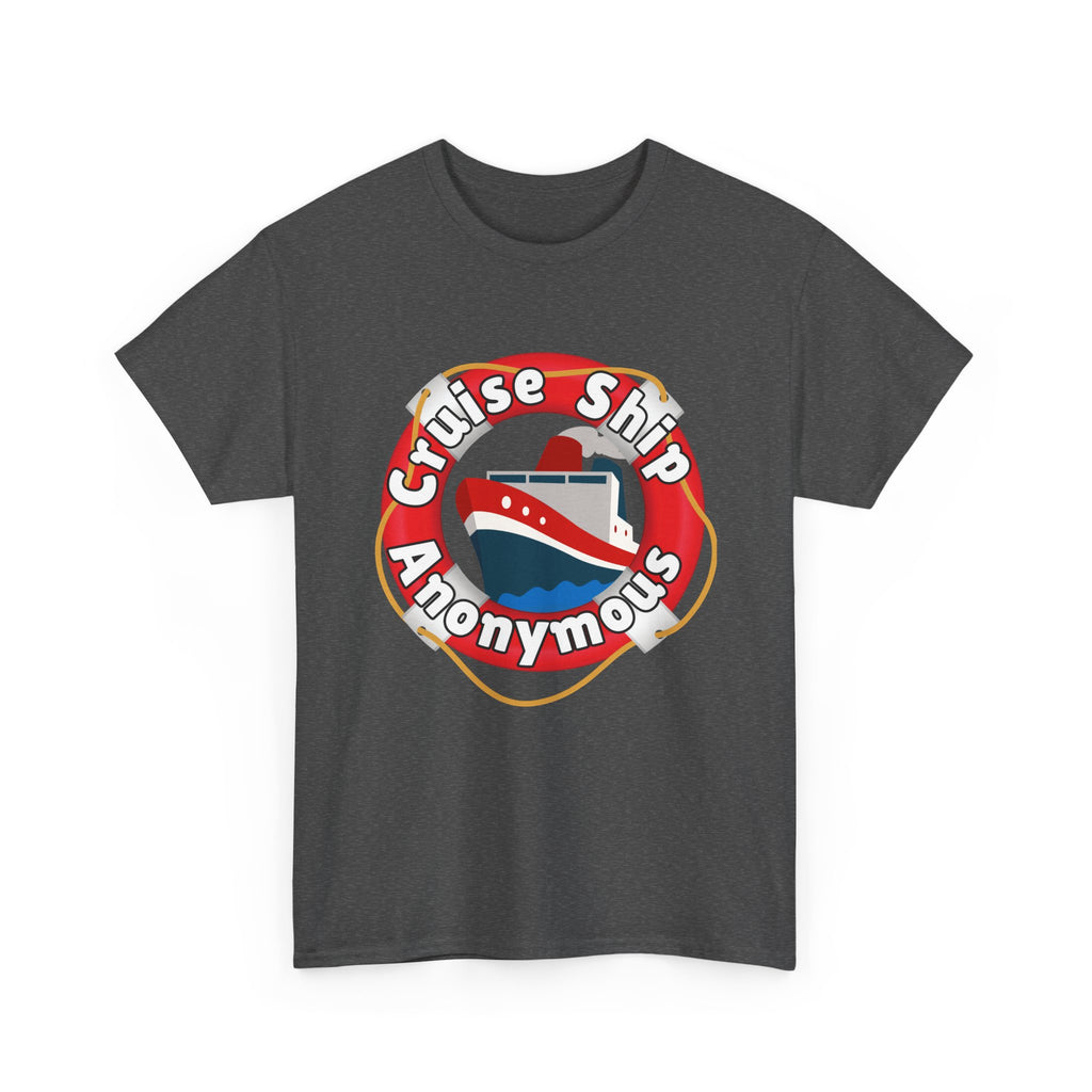 Cruise Ship Anonymous Tee - Fun Unisex Heavy Cotton T-Shirt, Perfect for Travel Lovers, Nautical Adventures, Summer Vacations