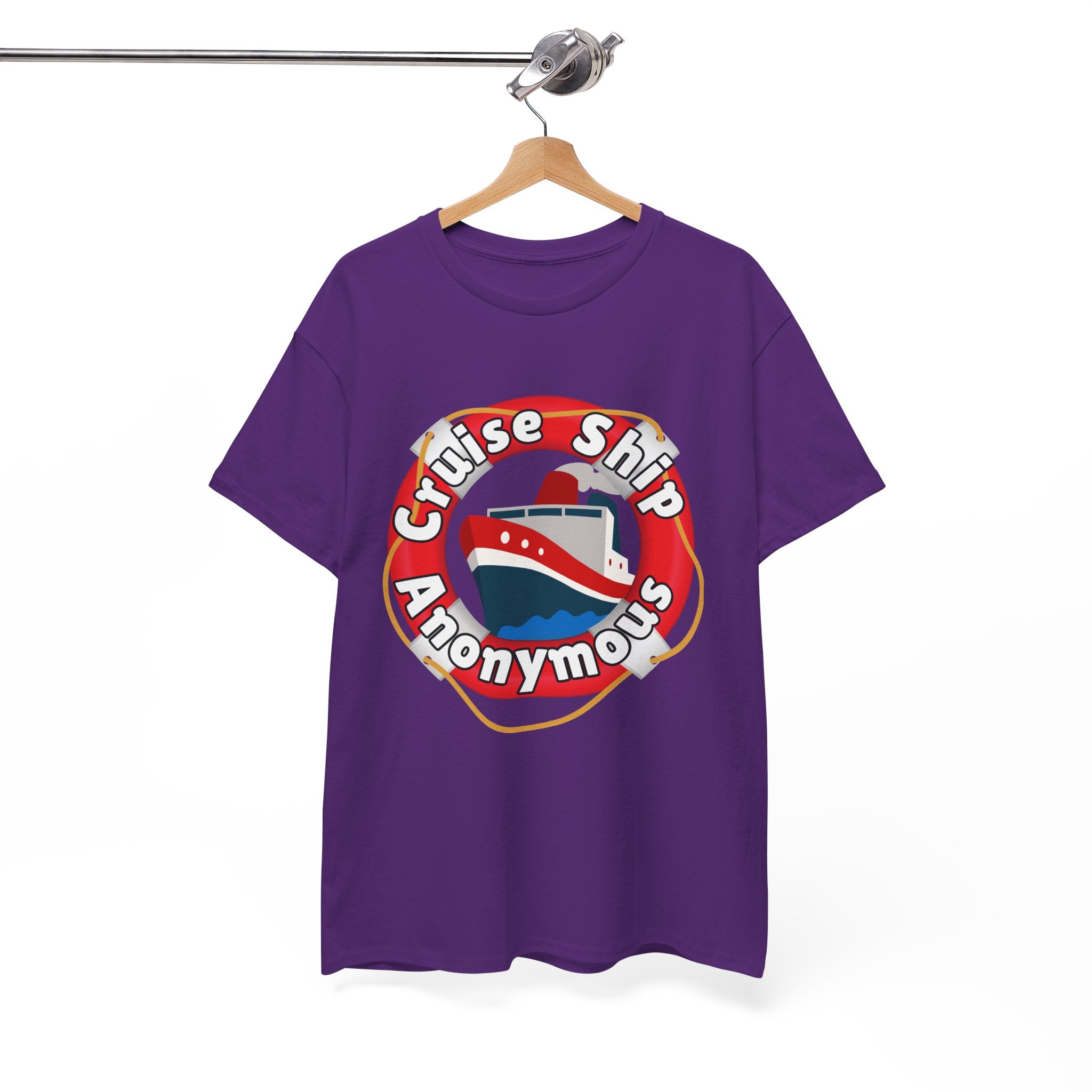 Cruise Ship Anonymous Tee - Fun Unisex Heavy Cotton T-Shirt, Perfect for Travel Lovers, Nautical Adventures, Summer Vacations
