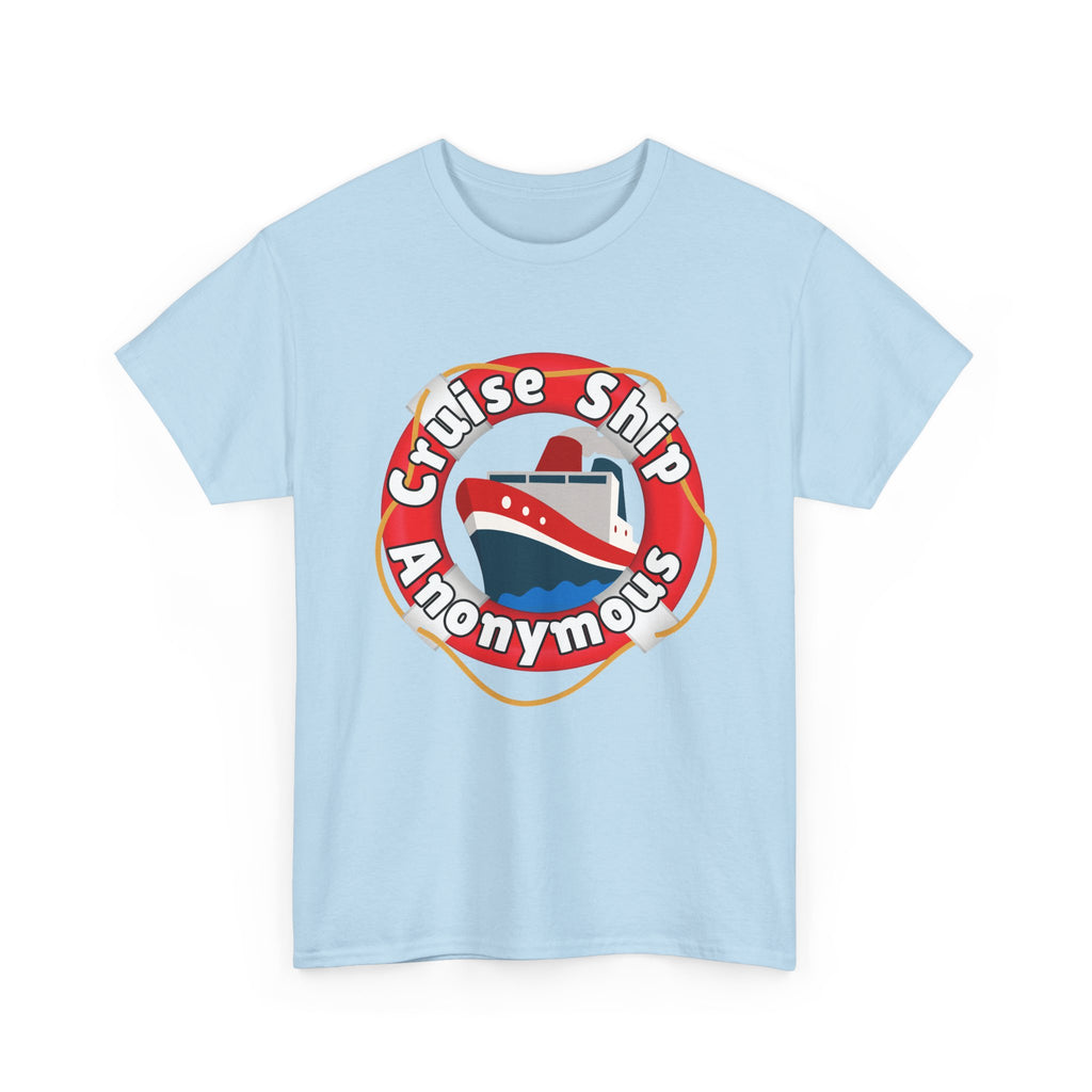 Cruise Ship Anonymous Tee - Fun Unisex Heavy Cotton T-Shirt, Perfect for Travel Lovers, Nautical Adventures, Summer Vacations